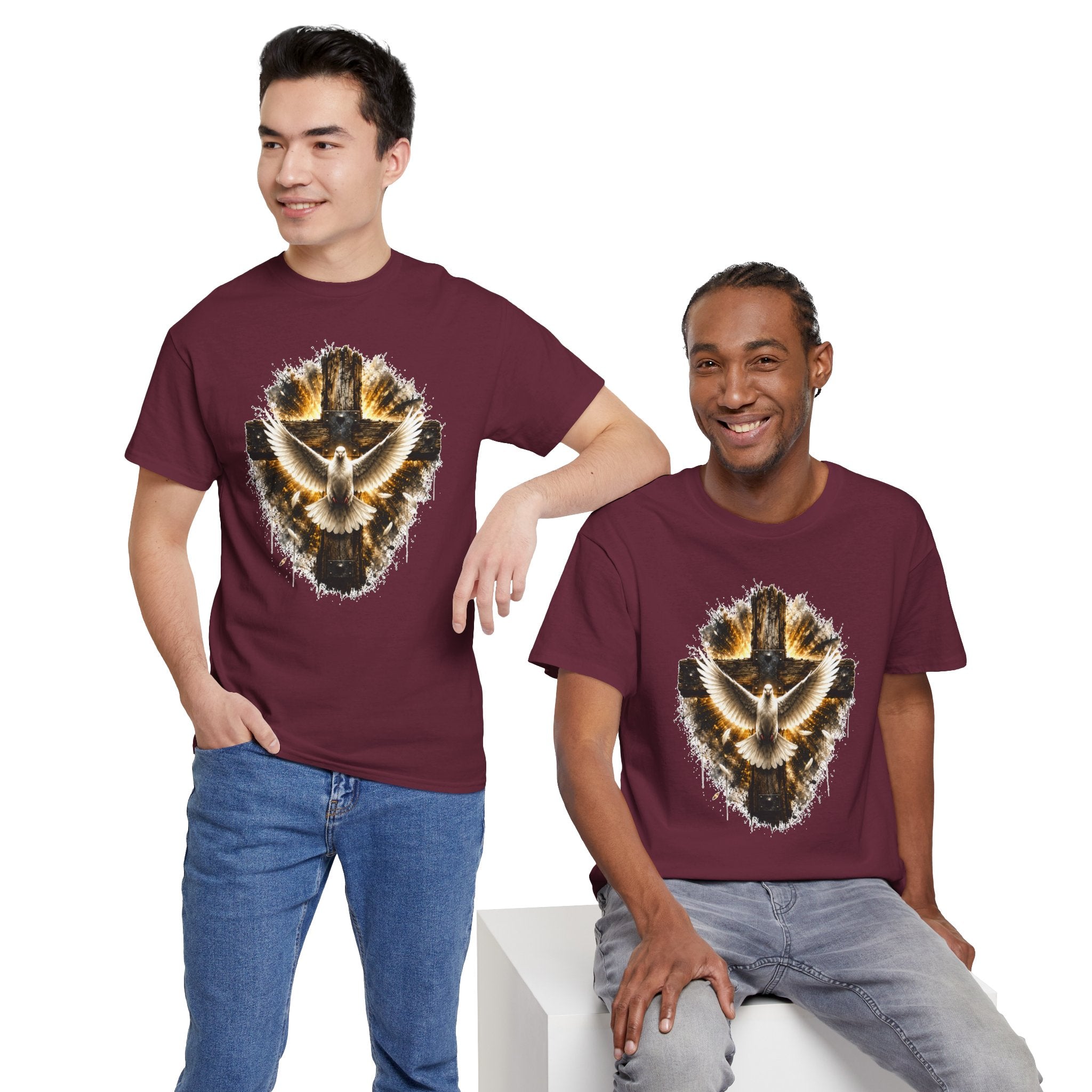 Christian Dove Cross T-Shirt | Holy Spirit Shirt | Faith Graphic Tee | Religious Gift | Bible Believer Shirt | Unisex Christian Tee