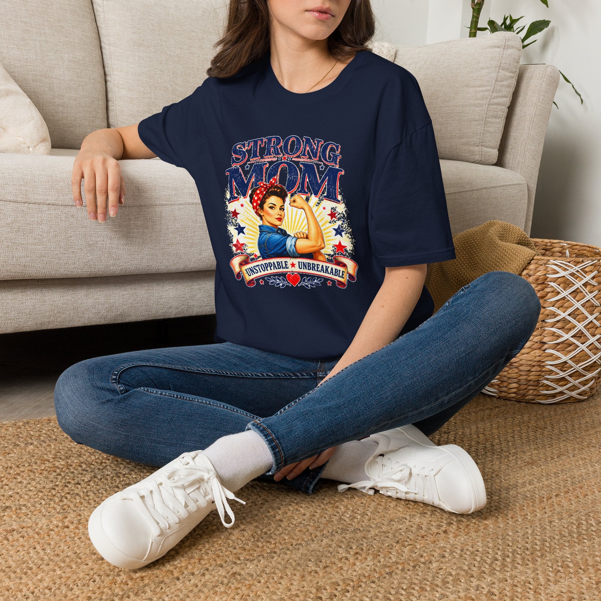 Strong Mom T-Shirt | Retro Vintage Mom Shirt | Empowered Mother Graphic Tee | Gift for Mom | Inspirational Women's T-Shirt