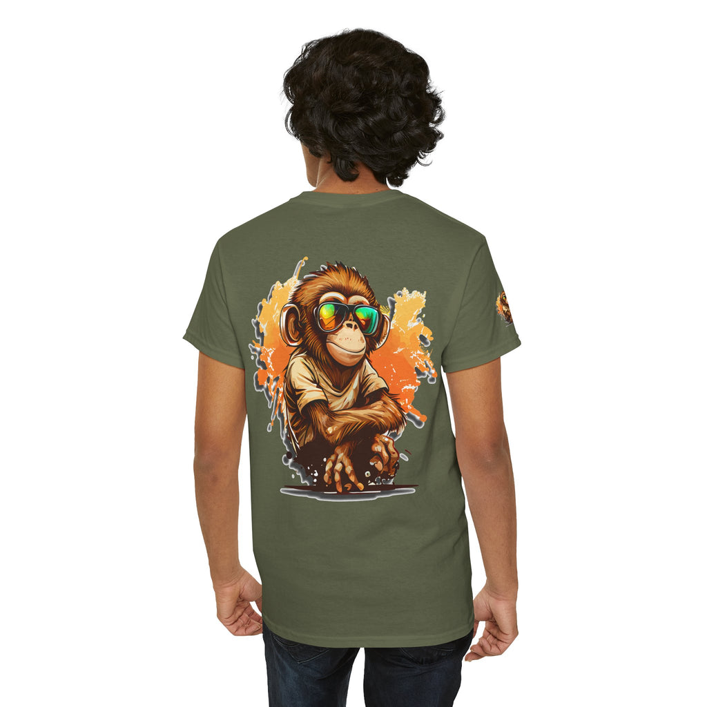 Cool Monkey T-Shirt Front Back Print | Funny Chimp Sunglasses Tee | Streetwear Graphic Shirt | Unisex Trendy Gift