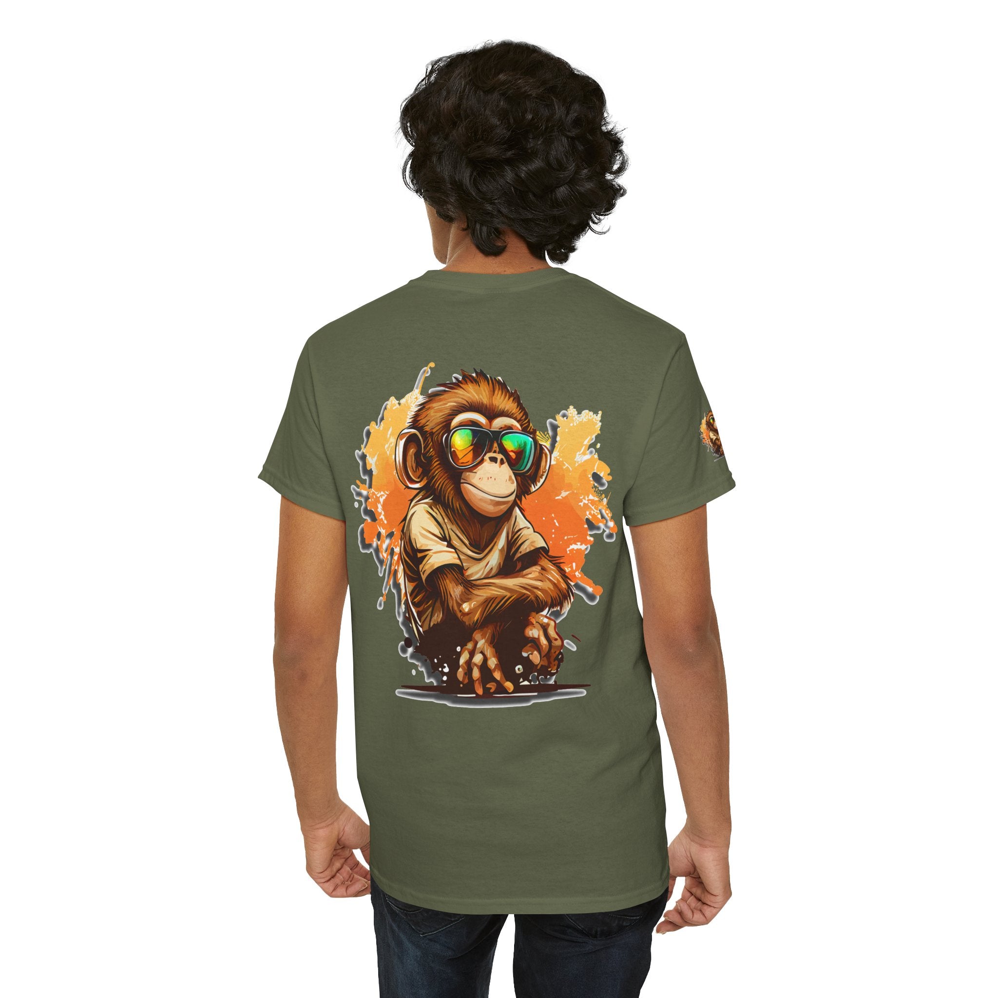 Cool Monkey T-Shirt Front Back Print | Funny Chimp Sunglasses Tee | Streetwear Graphic Shirt | Unisex Trendy Gift