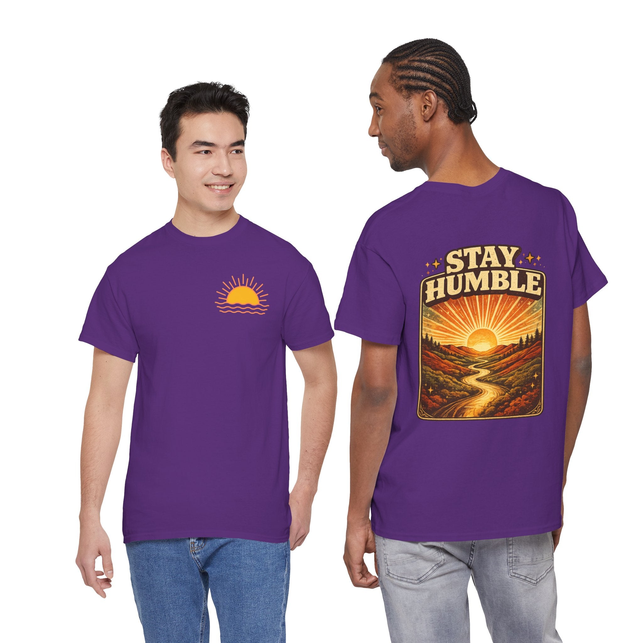 Stay Humble Sunset Tee - Retro Sunrise Graphic T-Shirt