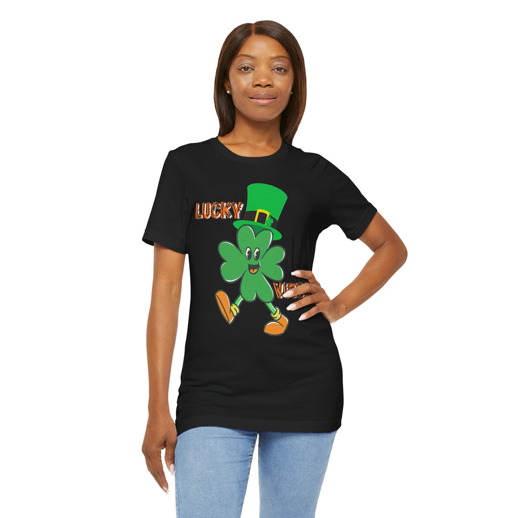 Lucky Vibes Saint Patrick's Day T-Shirt — Walking Shamrock Graphic Tee