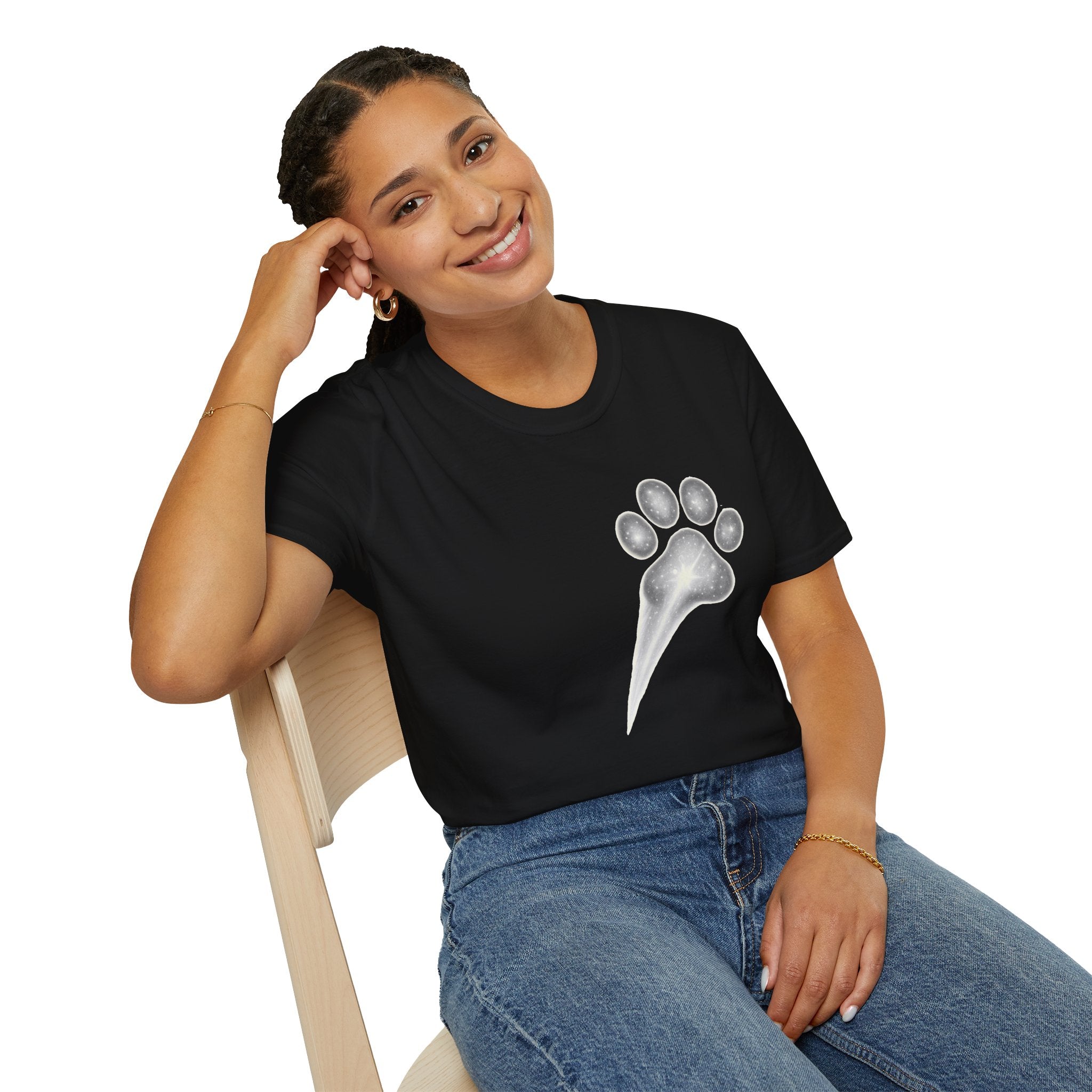 Cat Paw Meteor T-Shirt - Minimalist Paw Print Meteor Design