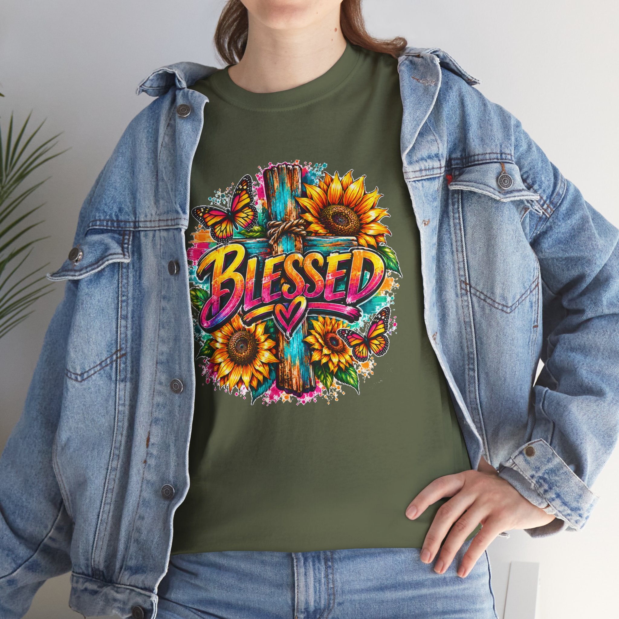 Blessed Christian T-Shirt, Faith Hope Love Tee, Jesus Cross Shirt, Religious Graphic Tee, Christian Gift, Unisex Shirt