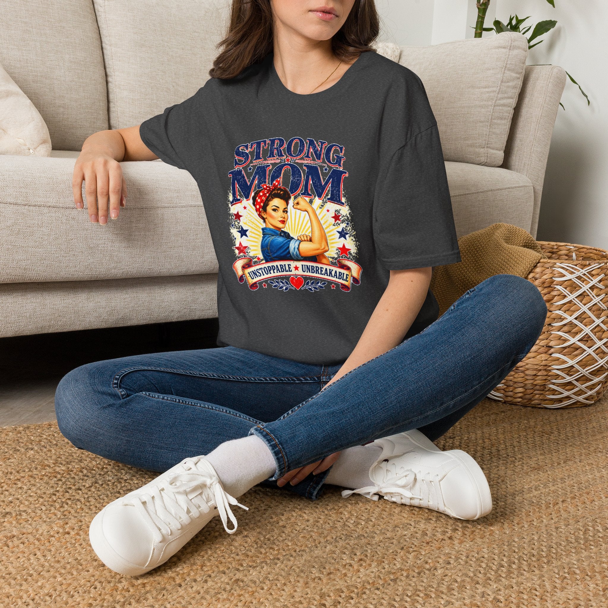 Strong Mom T-Shirt | Retro Vintage Mom Shirt | Empowered Mother Graphic Tee | Gift for Mom | Inspirational Women's T-Shirt