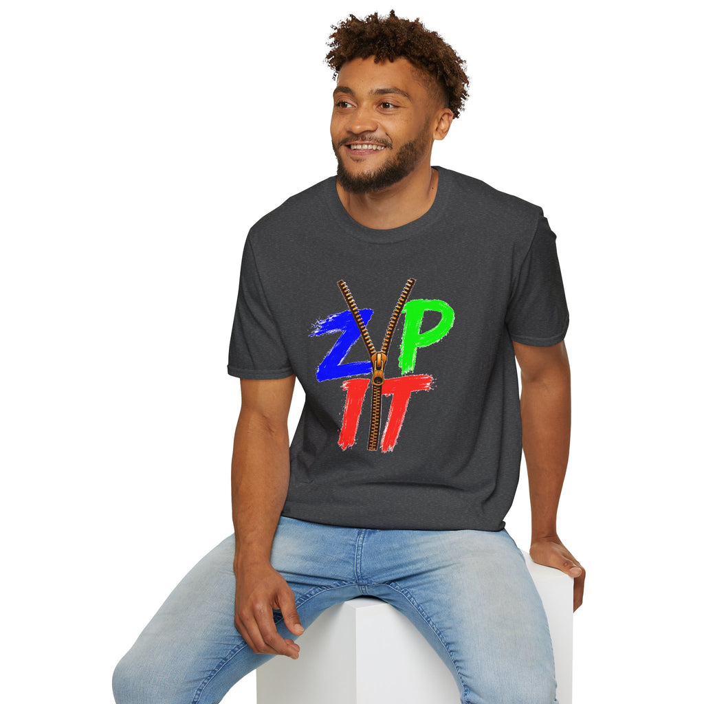 Zip It T-Shirt — Bold Color Zipper Graphic Tee