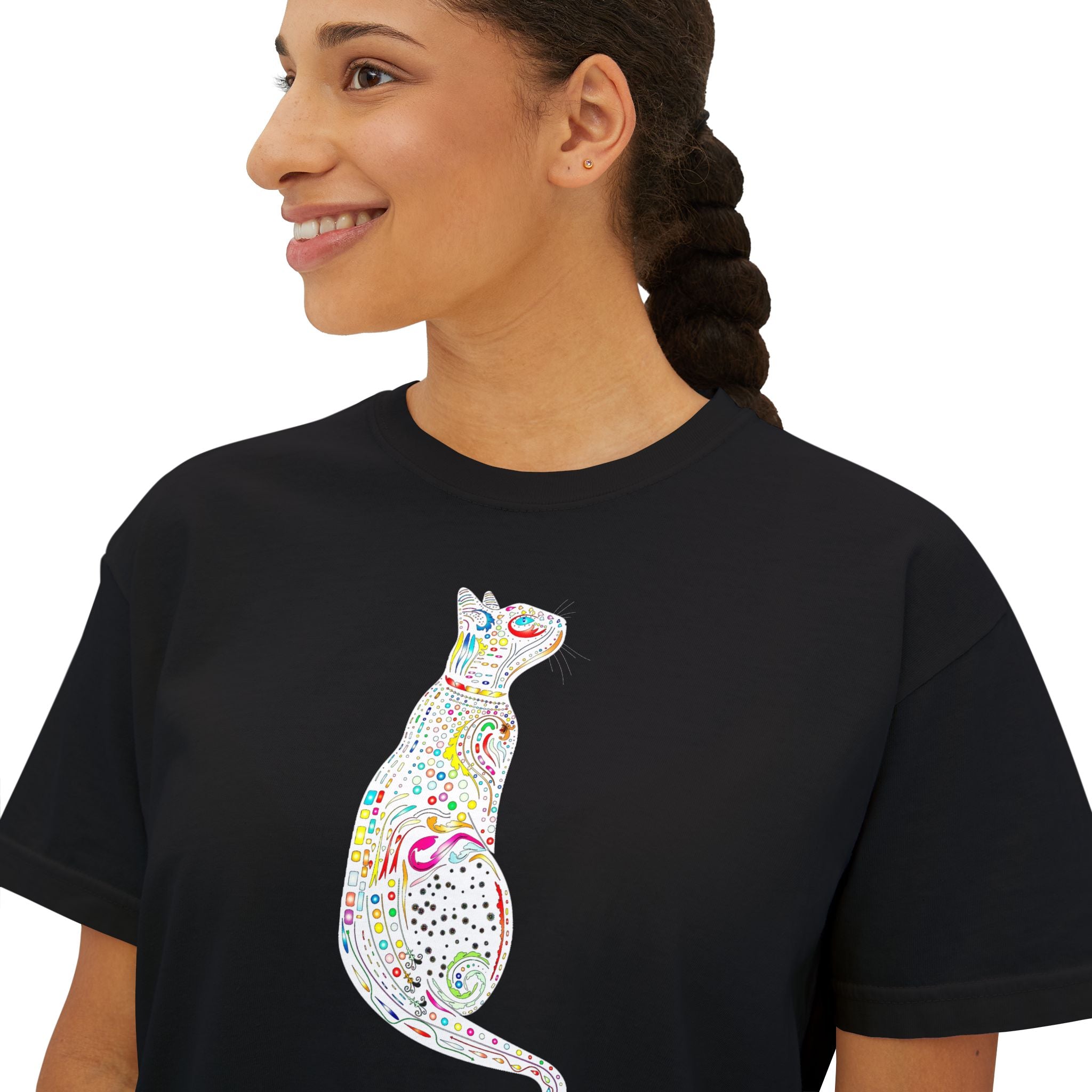 Cute Cat T-Shirt, Colorful Cat Graphic Tee, Cat Lover Gift Idea