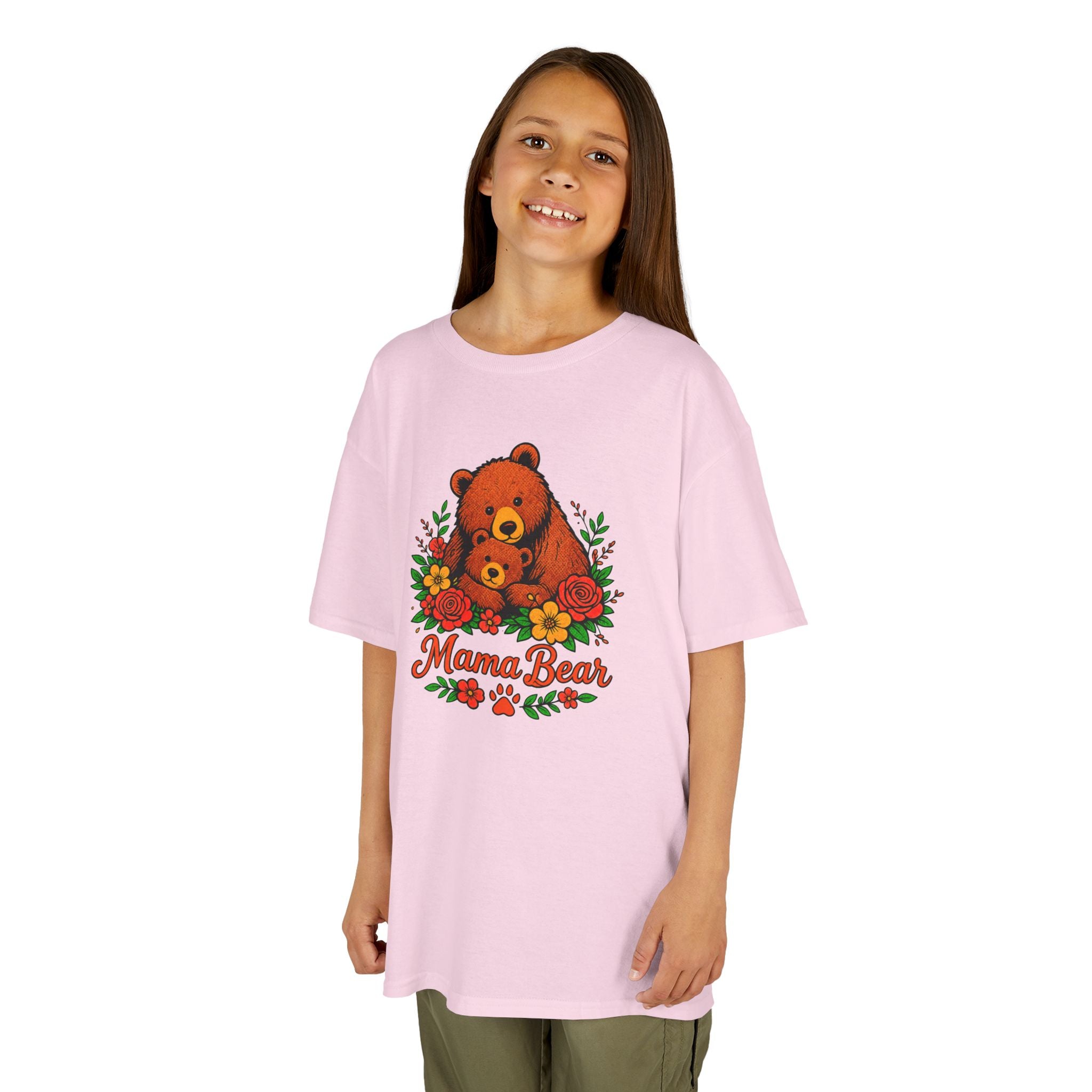 Kids T-Shirt — 'Mama Bear' Cute Floral Bear Graphic