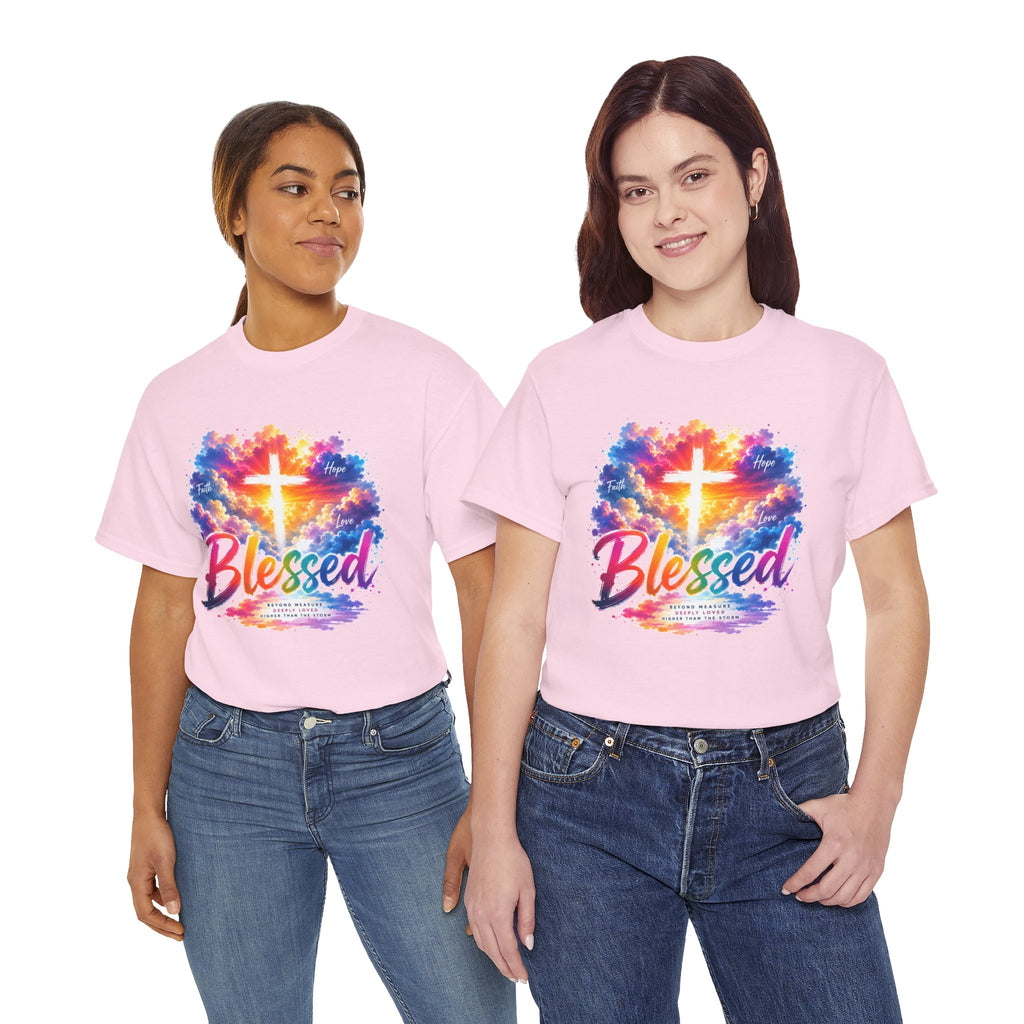 Blessed Christian T-Shirt, Colorful Cross Shirt, Faith Graphic Tee, Jesus Lover Gift, Religious Unisex Shirt