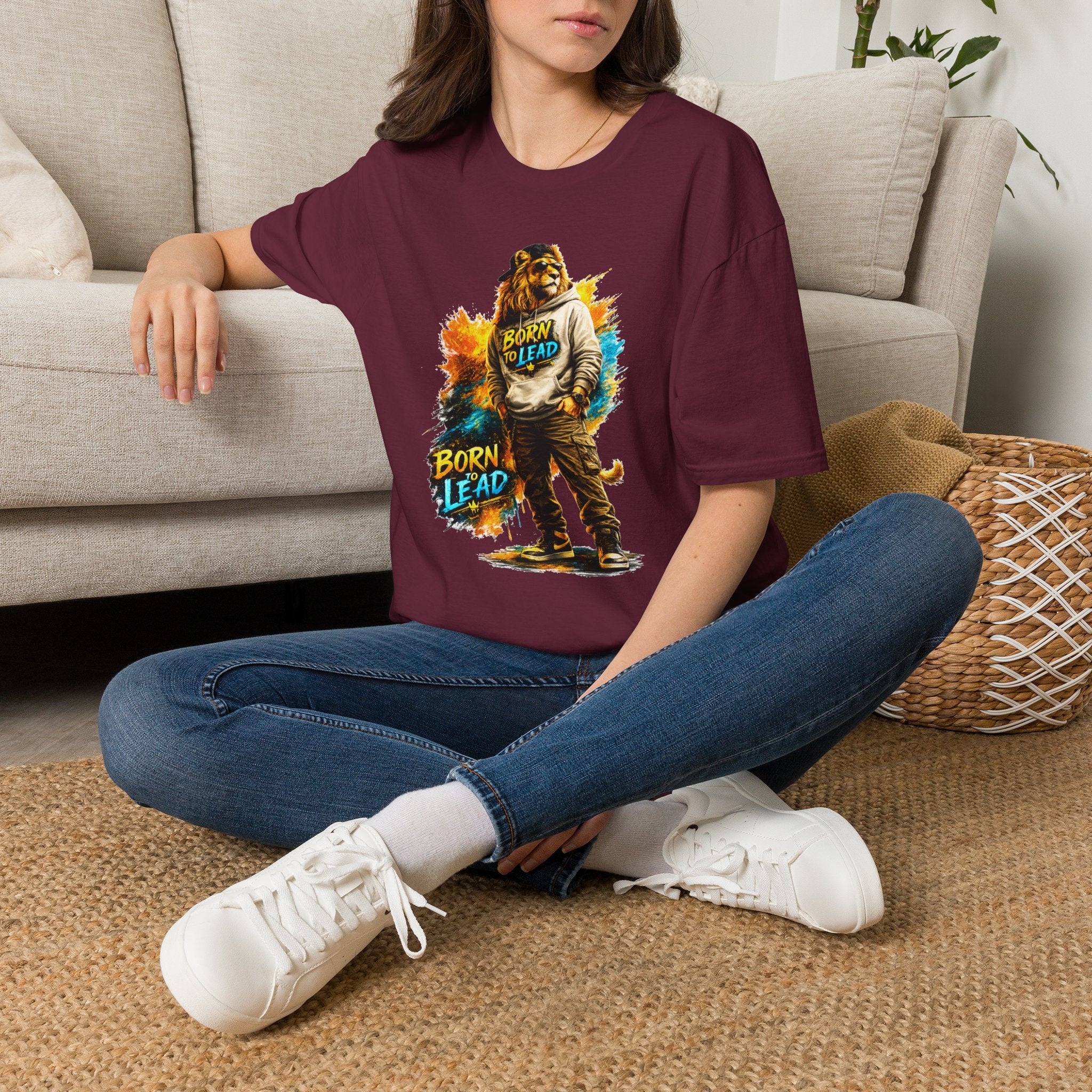 Lion 'Born to Lead' Graphic T‑Shirt — Inspirational Animal Leadership Tee