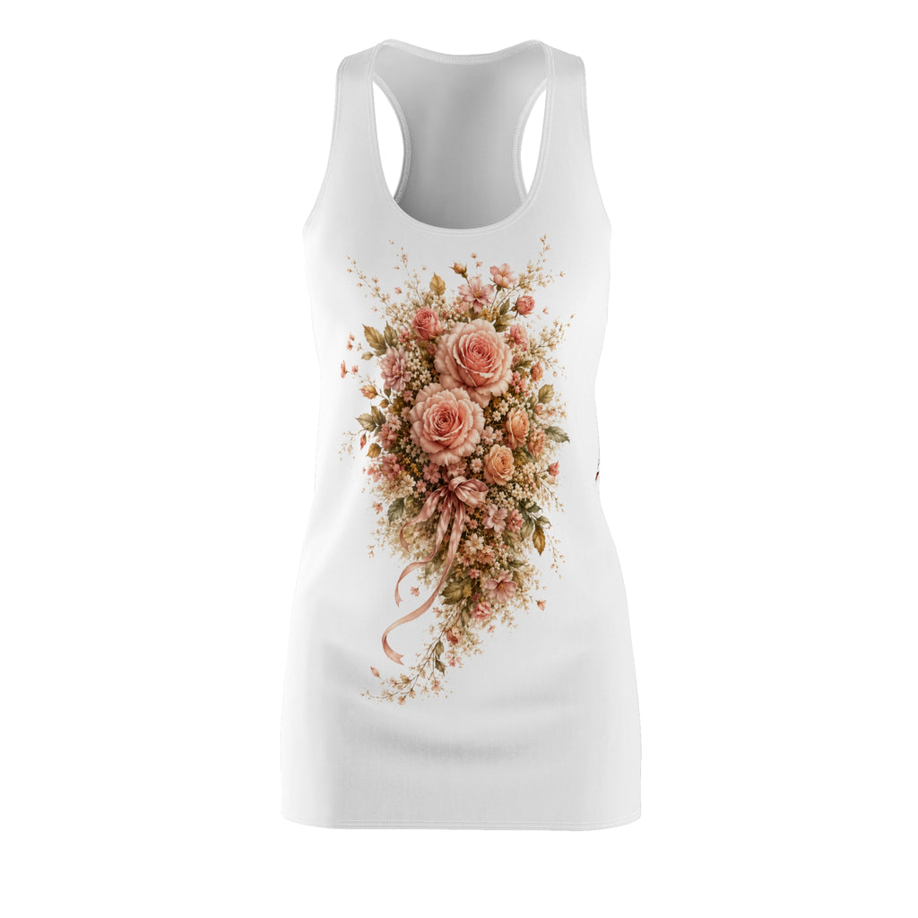 Floral Bouquet Racerback Dress – Vintage Pink Roses AOP