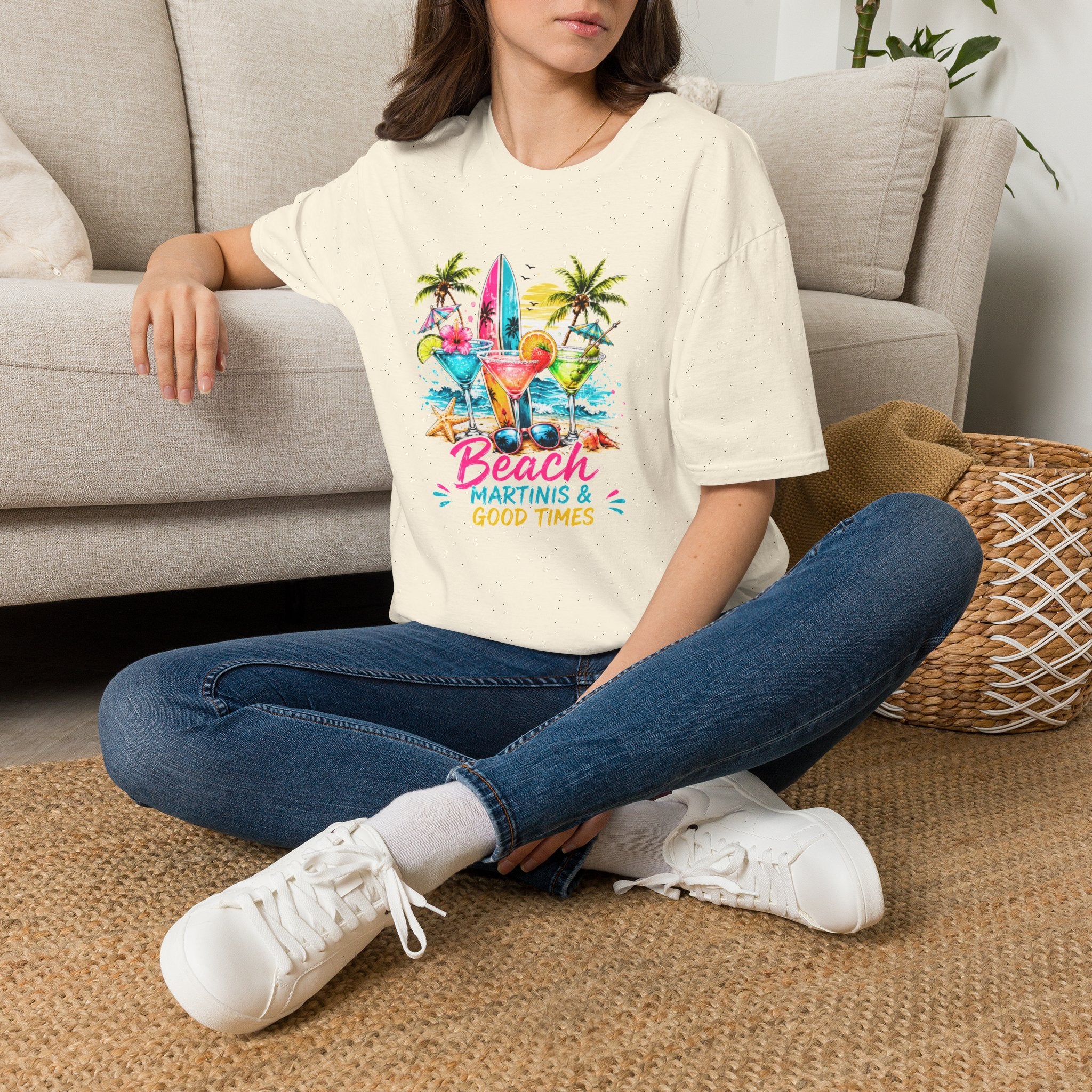 Beach Cocktails T-Shirt, Tropical Summer Shirt, Beach Martini Tee, Coastal Vacation Shirt, Summer Graphic Tee