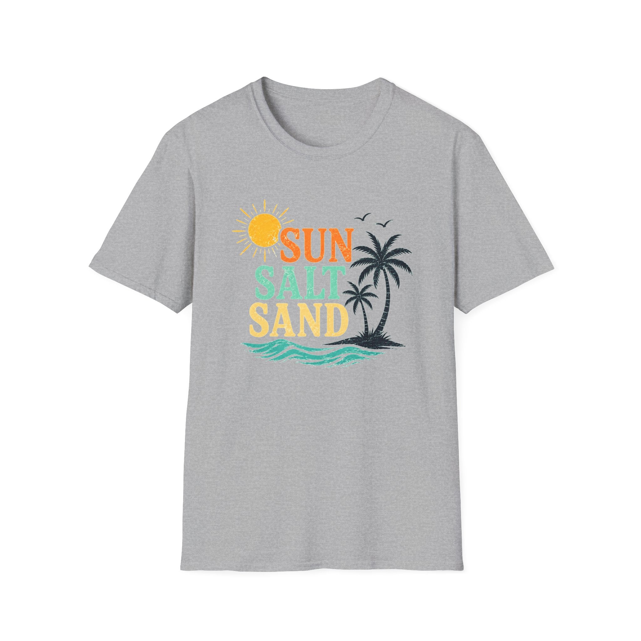 Sun Salt Sand Beach T-Shirt — Palm Tree Summer Vacation Tee