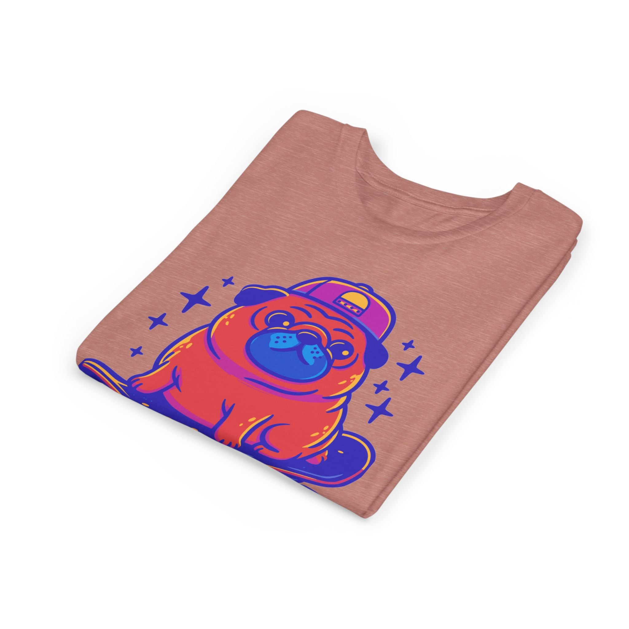 Cute Skateboarding Pug Kids T-Shirt | Funny Dog Graphic Tee for Boys & Girls | Youth Streetwear Shirt