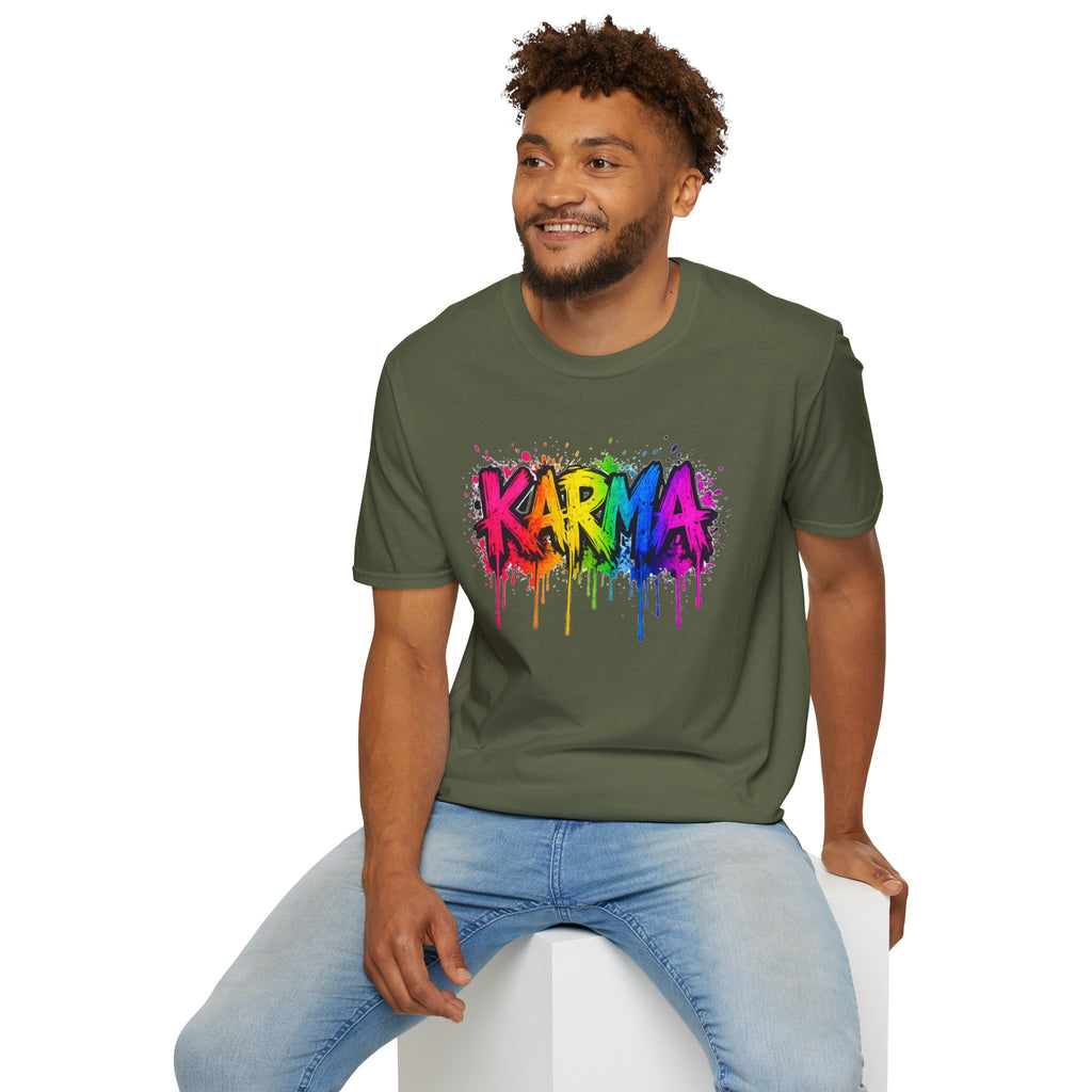 Karma Rainbow Drip Shirt, Funny Graphic Tee, Colorful Streetwear T-Shirt, Unisex Casual Tee, Gift Idea