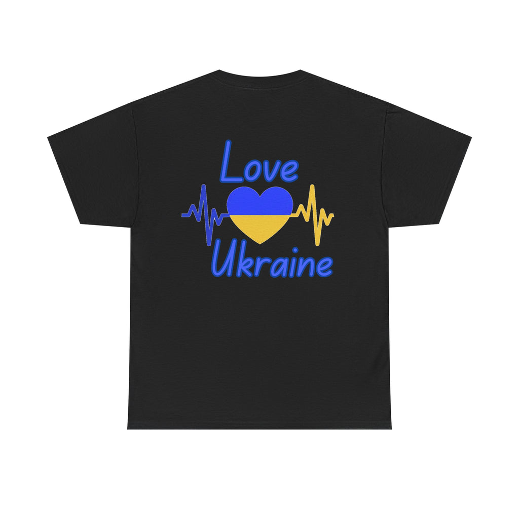 Love Ukraine T-Shirt — Heartbeat Blue & Yellow Support Tee