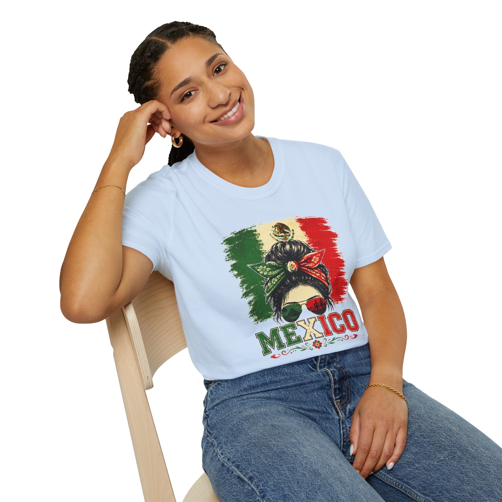 Mexico Messy Bun T-Shirt, Mexican Pride Shirt, Mexico Flag Graphic Tee, Cinco De Mayo Shirt, Latina Gift for Women