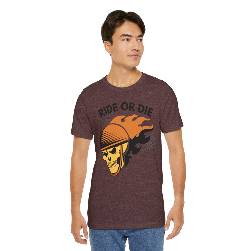 Ride or Die Skull Helmet T-Shirt | Biker Graphic Tee for Men | Vintage Motorcycle Shirt