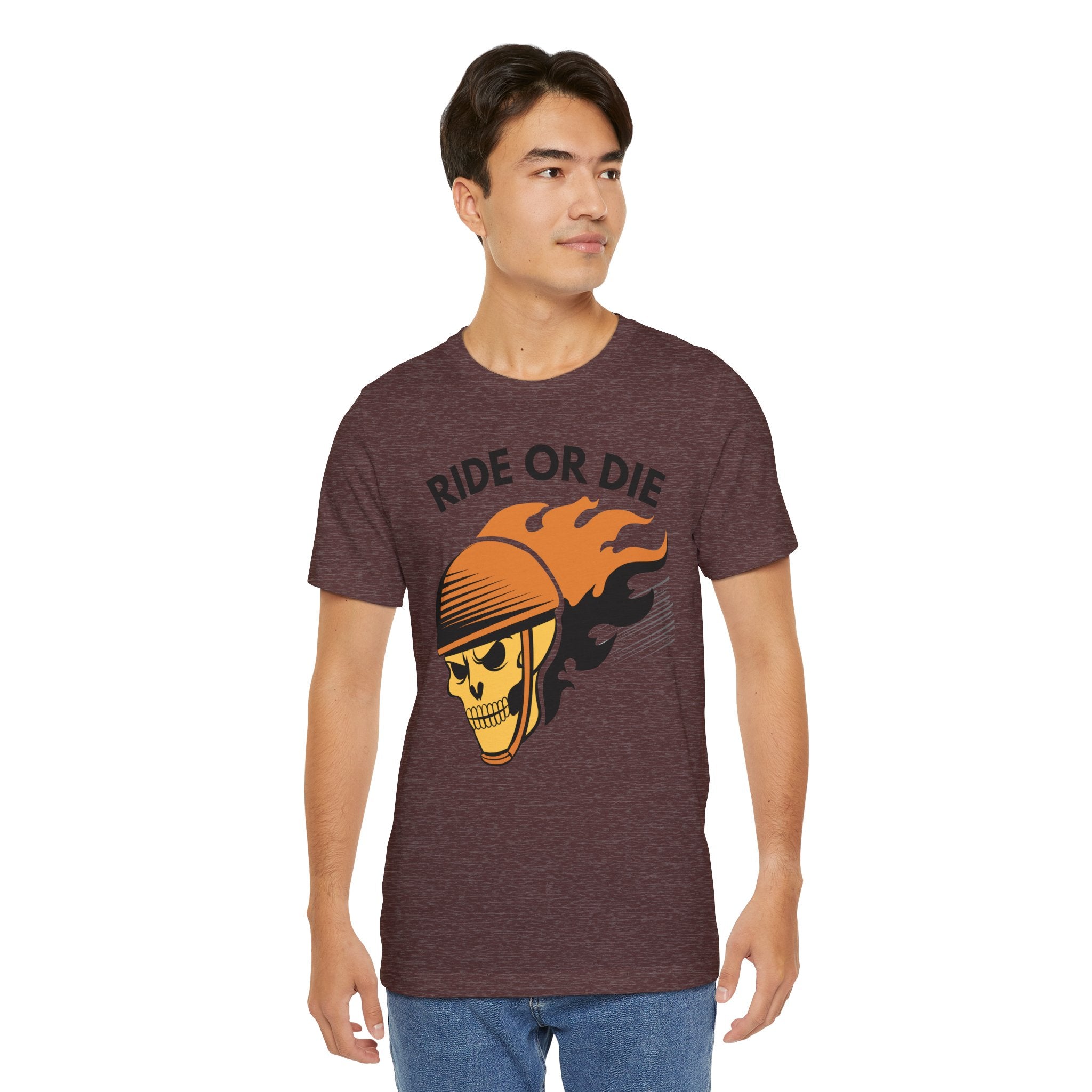 Ride or Die Skull Helmet T-Shirt | Biker Graphic Tee for Men | Vintage Motorcycle Shirt