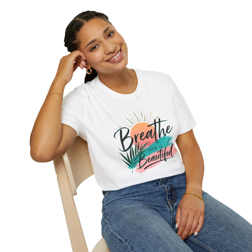 Breathe Life Is Beautiful Shirt, Inspirational T-Shirt for Women, Positive Quote Tee, Motivational Graphic Tee, Summer Vacation Shirt, Gift for Her
