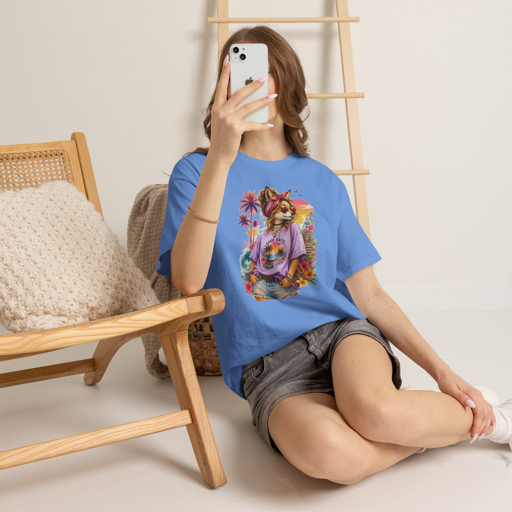 Fox Beach Vibes Shirt, Retro Beach T-Shirt, Summer Sunset Graphic Tee, Coastal Vacation Gift