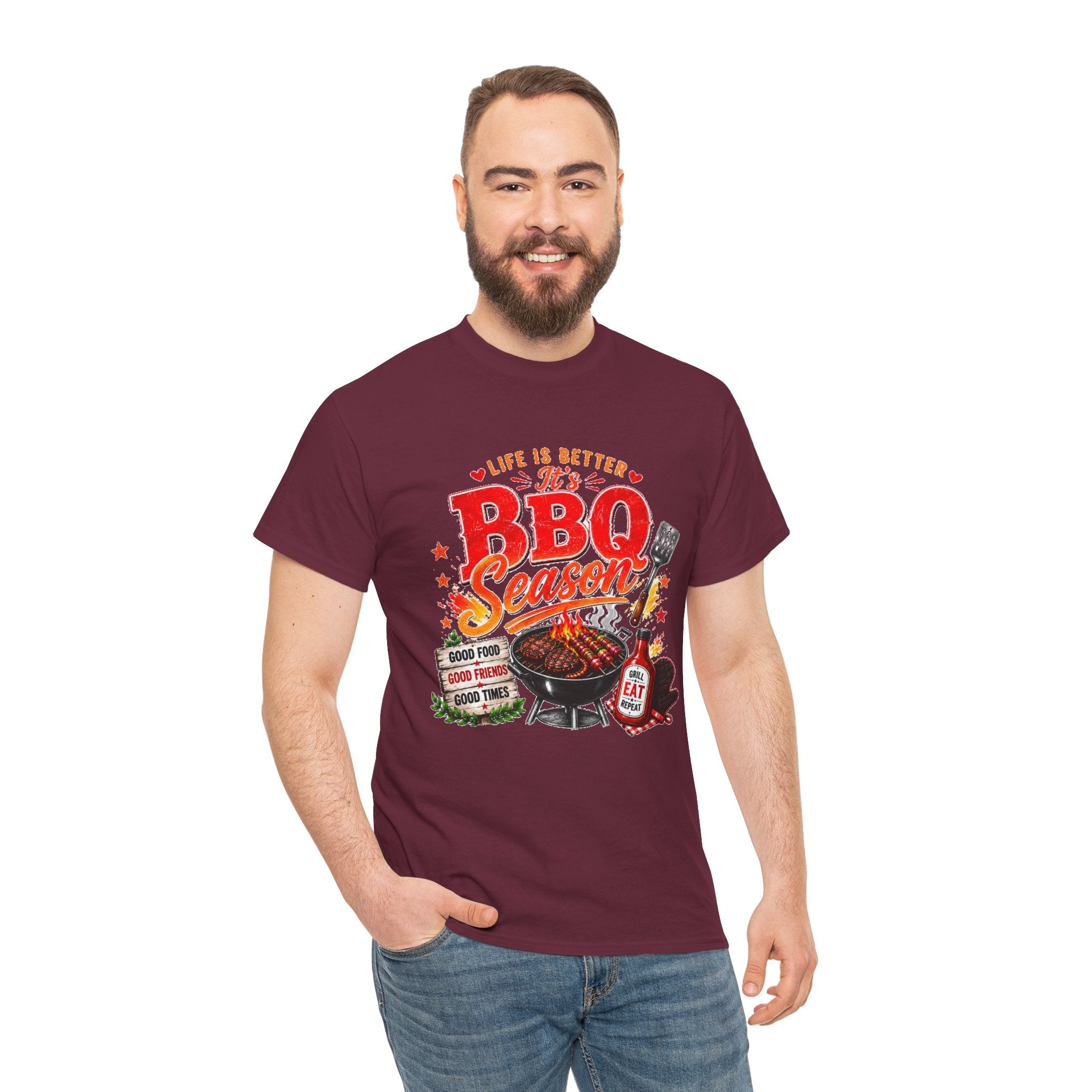 BBQ Season T-Shirt | Life Is Better It's BBQ Season Tee | Funny Grill Shirt | Summer Cookout Shirt | Barbecue Lover Gift | Backyard BBQ Tee