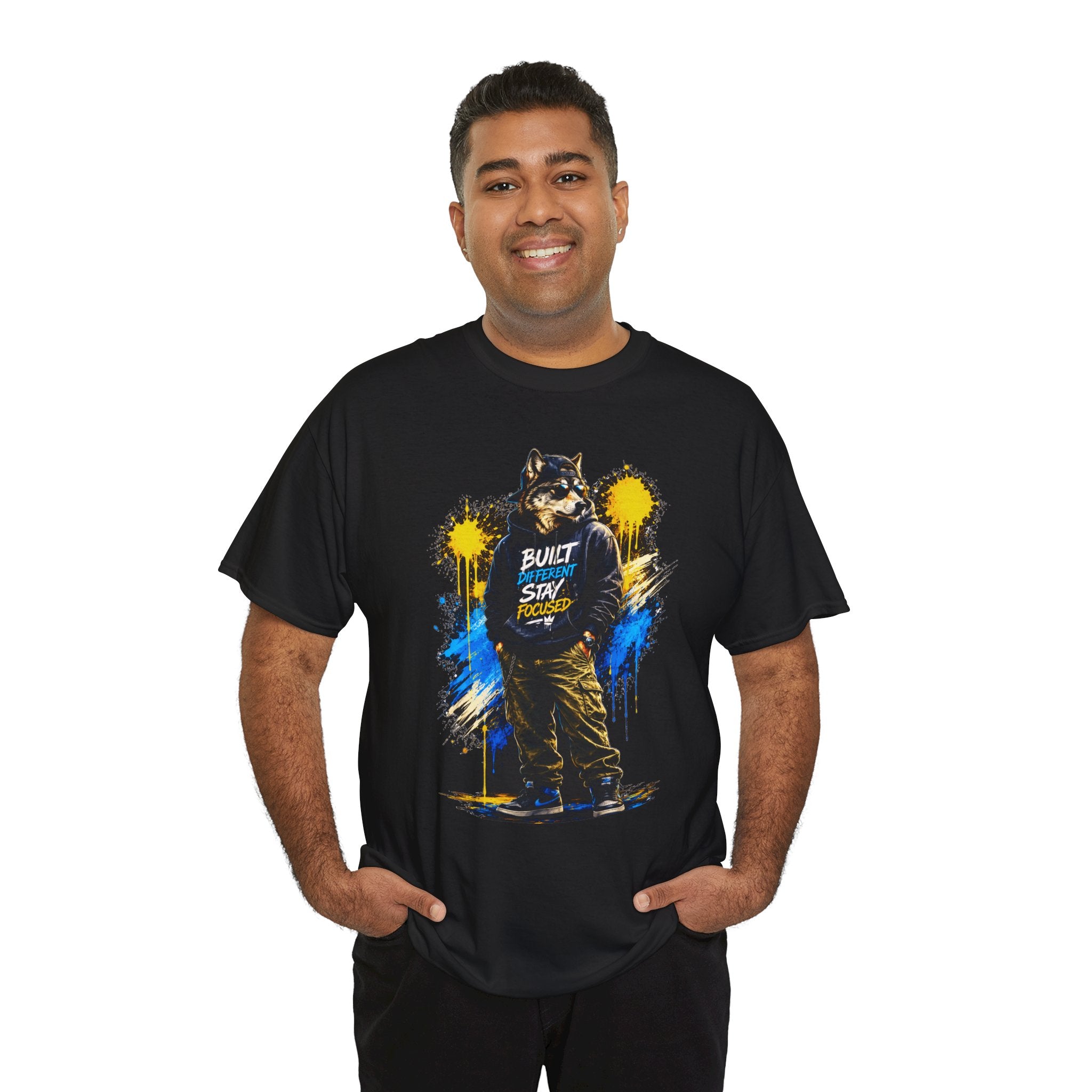 Raccoon Street Art Tee — "Built Not Born" Graphic T-Shirt