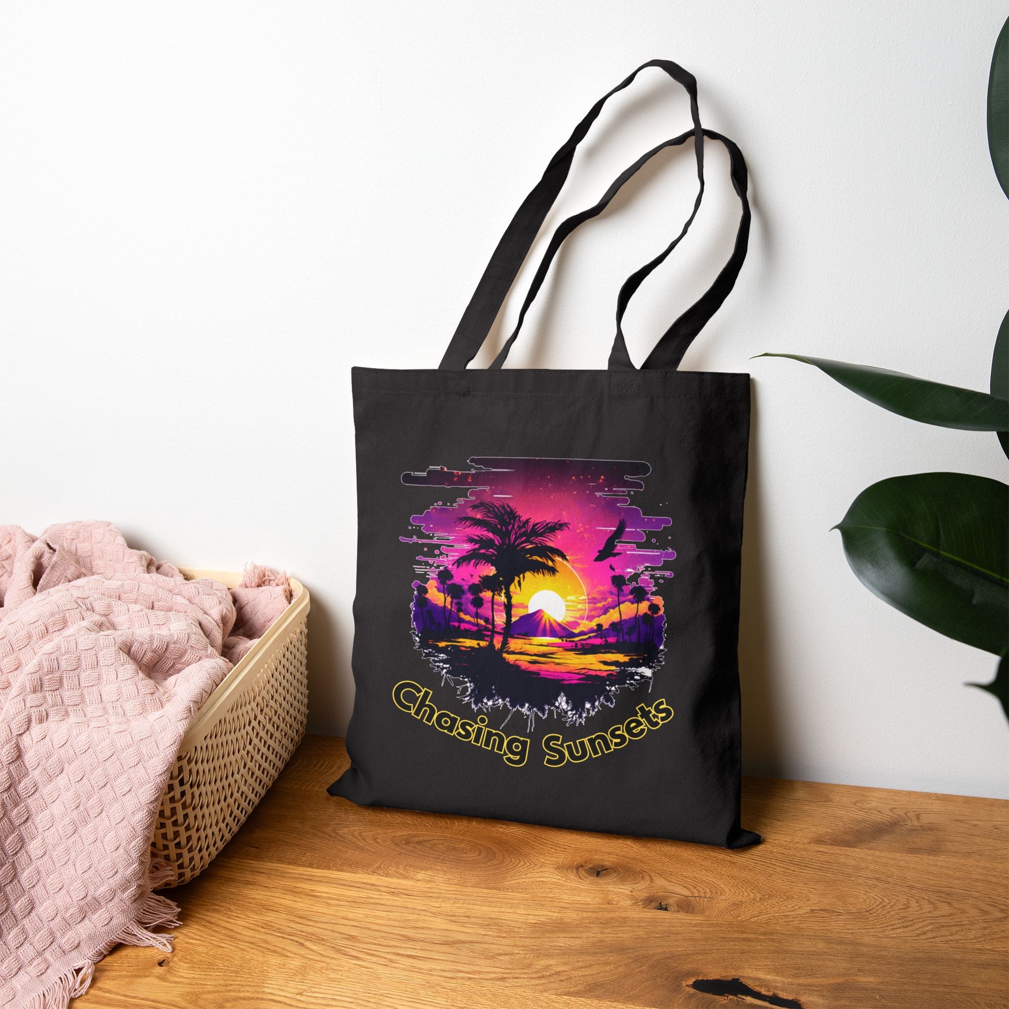 Chasing Sunsets Tote Bag, Sunset Beach Tote, Aesthetic Canvas Bag, Summer Tote Bag, Gift for Beach Lovers