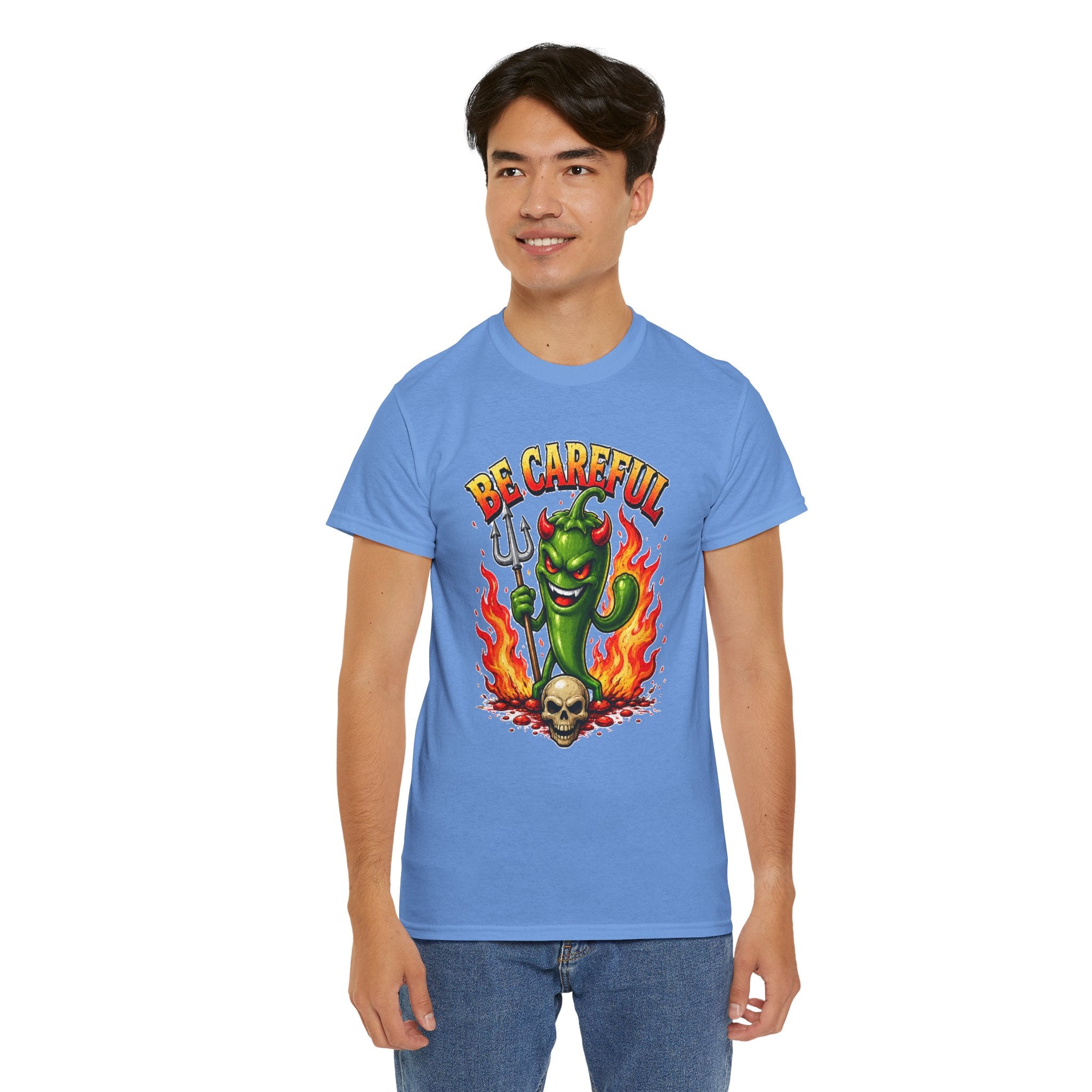 Be Careful Devil Pepper Shirt, Funny Spicy Pepper T-Shirt, Hot Chili Graphic Tee, Retro Tattoo Style Unisex Gift