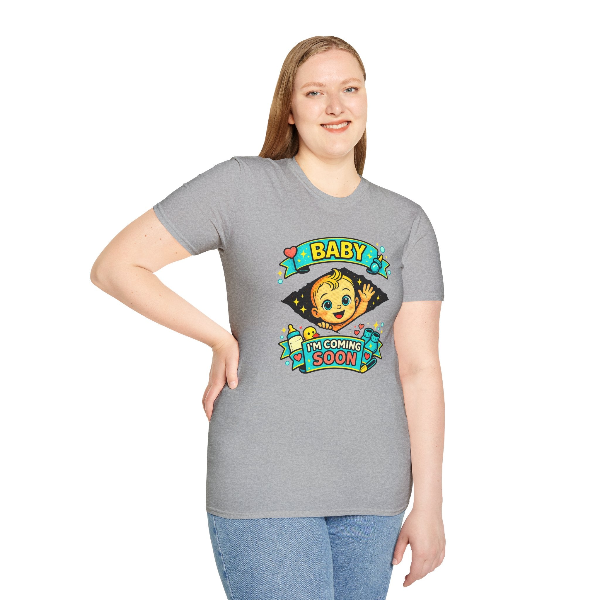 Baby On the Way T-Shirt — "Baby I'm Coming Soon" Pregnancy Announcement Tee