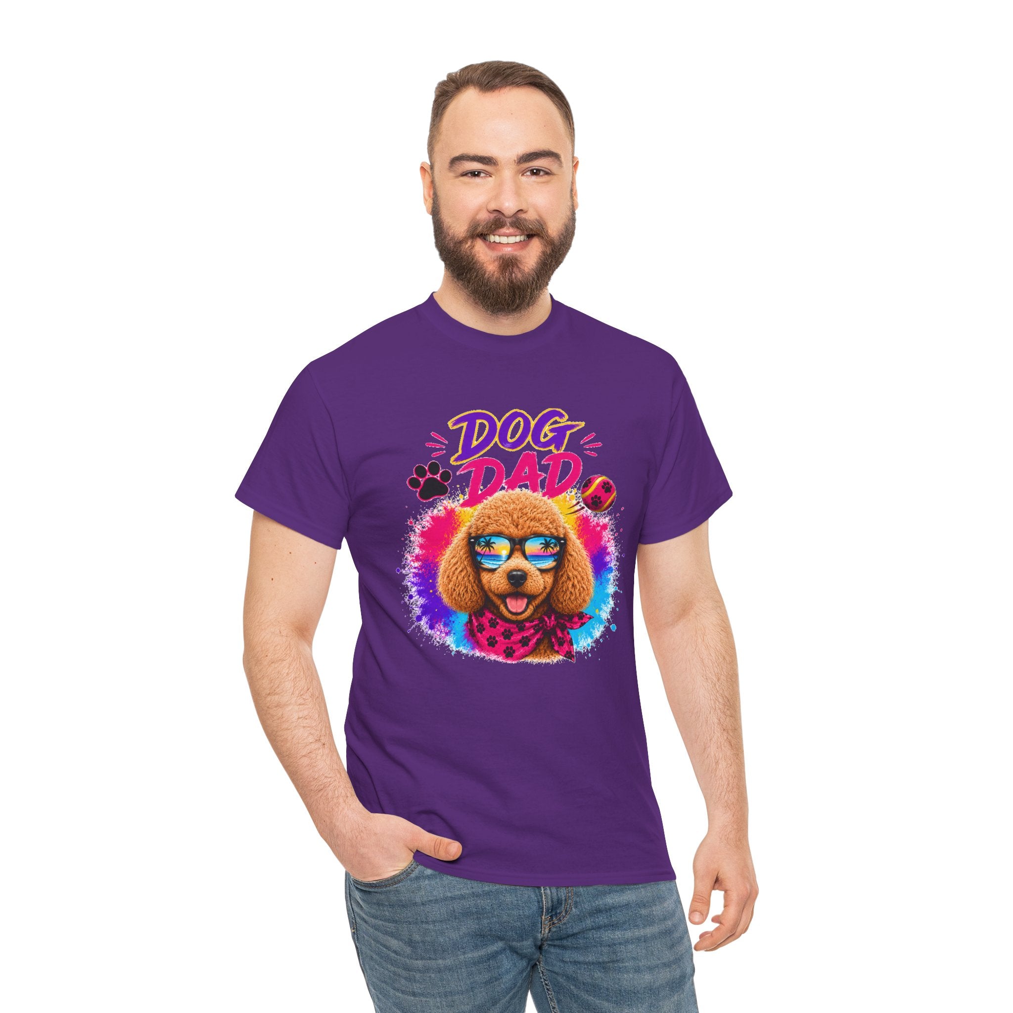 Dog Dad Poodle T-Shirt | Funny Dog Dad Gift | Colorful Retro Poodle Shirt | Dog Lover Gift | Unisex Graphic Tee