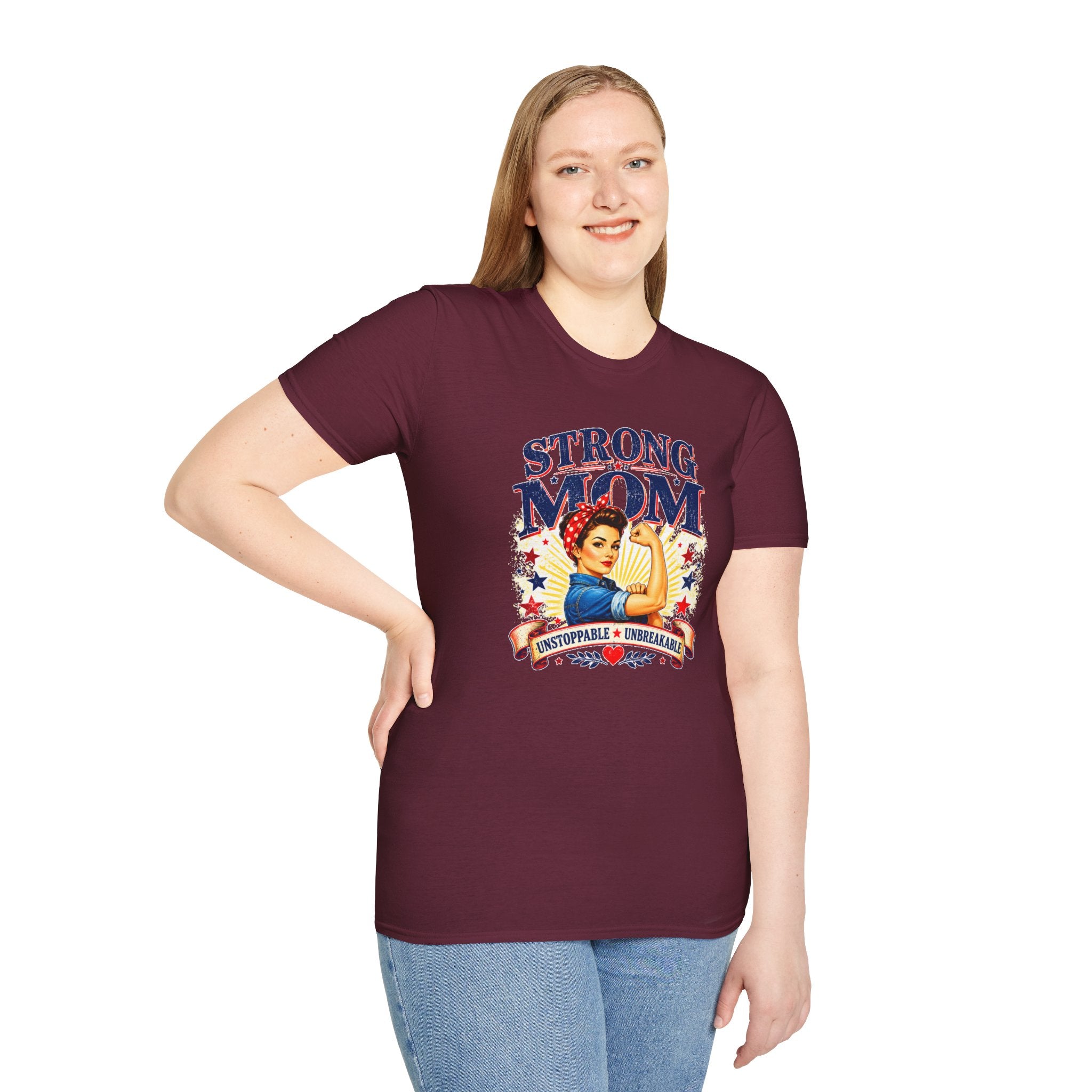 Strong Mom T-Shirt | Retro Vintage Mom Shirt | Empowered Mother Graphic Tee | Gift for Mom | Inspirational Women's T-Shirt