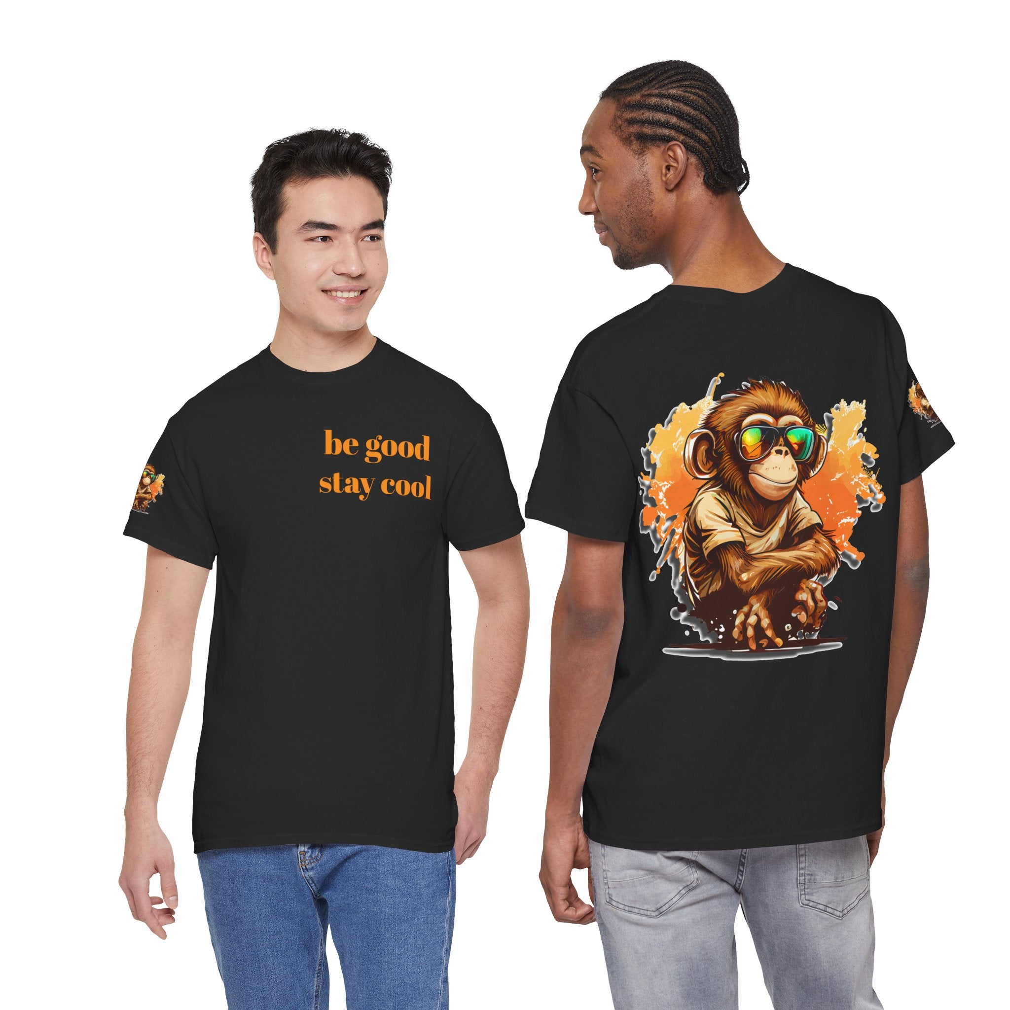 Cool Monkey T-Shirt Front Back Print | Funny Chimp Sunglasses Tee | Streetwear Graphic Shirt | Unisex Trendy Gift