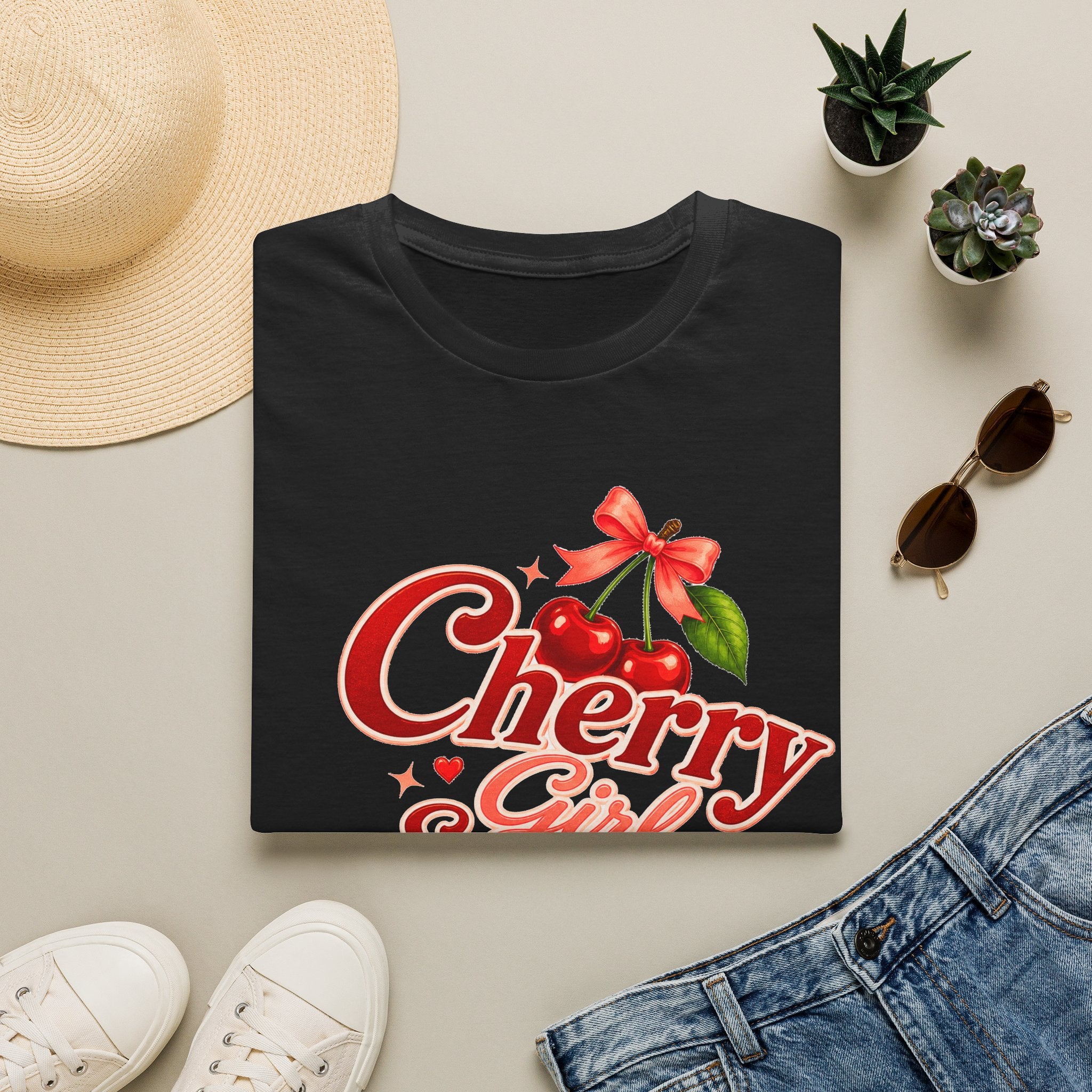 Cherry Girl Summer T-Shirt | Cute Retro Cherry Tee | Coquette Aesthetic Shirt | Summer Graphic Tee | Trendy Women's Shirt