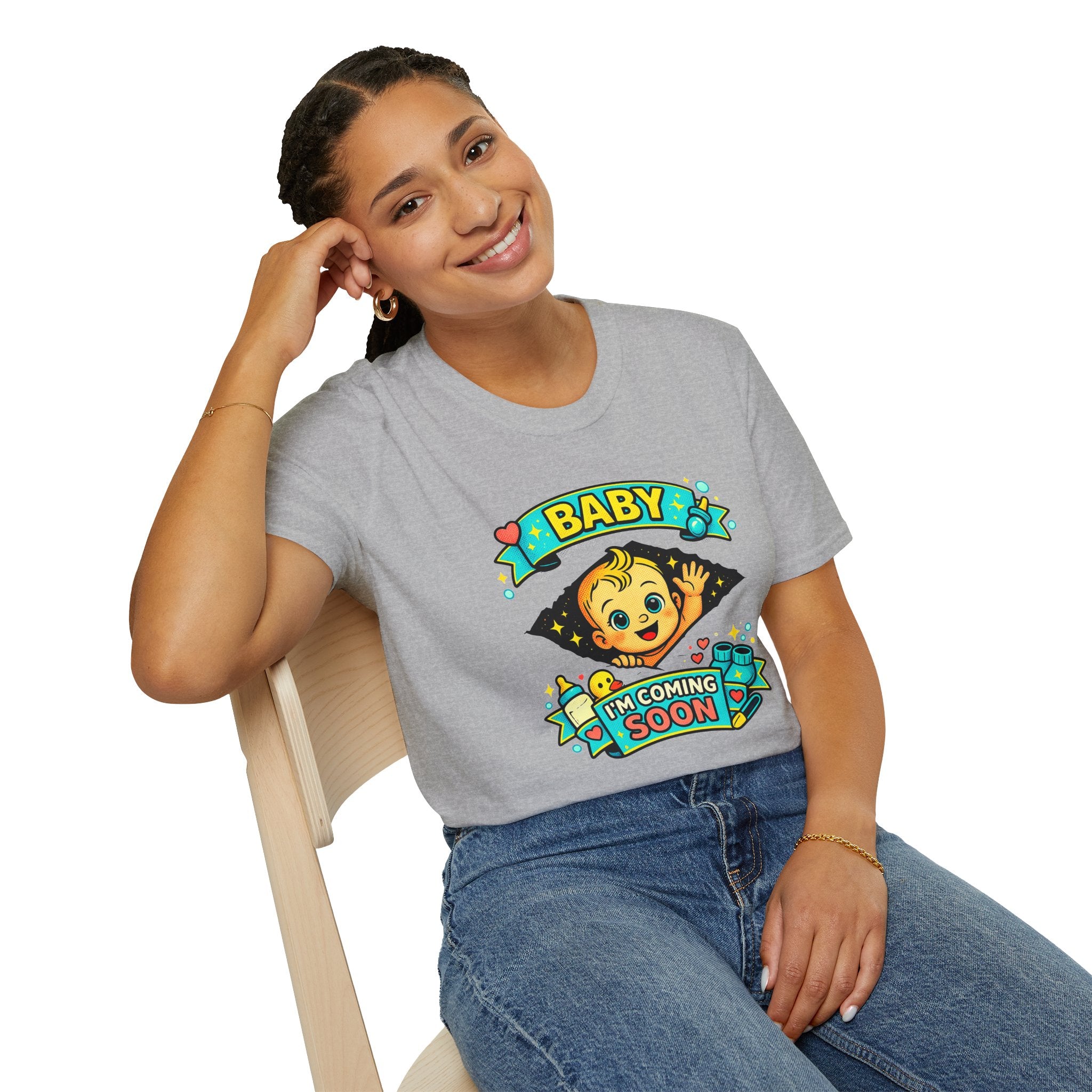 Baby On the Way T-Shirt — "Baby I'm Coming Soon" Pregnancy Announcement Tee