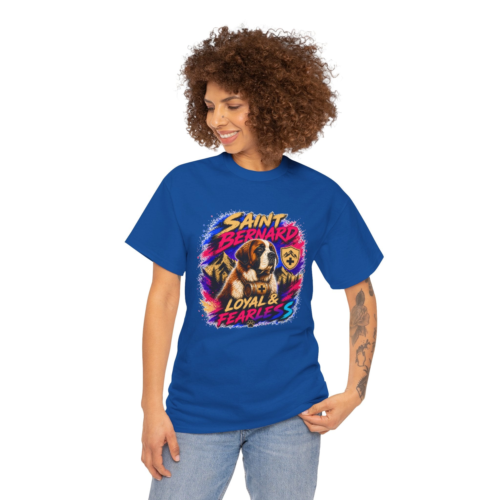 Saint Bernard Dog Shirt, Loyal & Fearless T-Shirt, Colorful Saint Bernard Tee, Dog Lover Gift, Unisex Graphic Tee