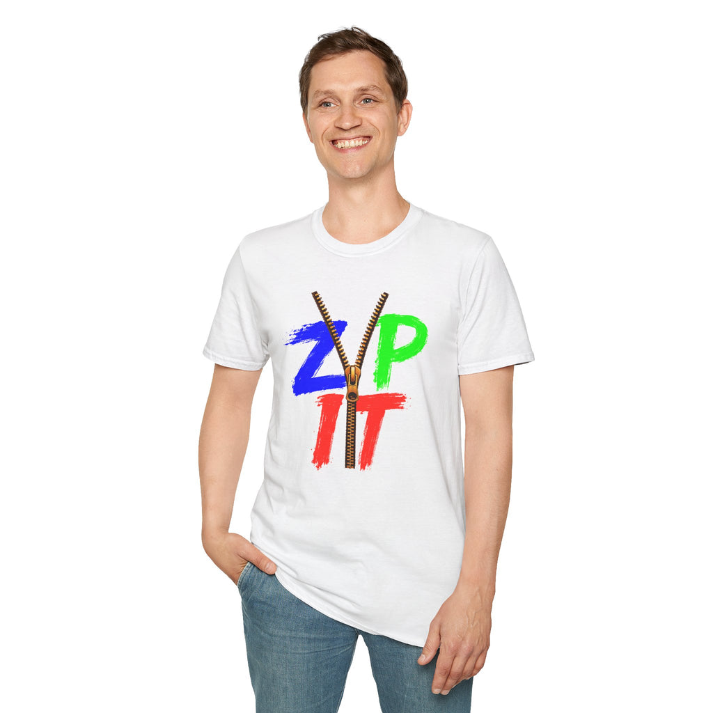 Zip It T-Shirt — Bold Color Zipper Graphic Tee