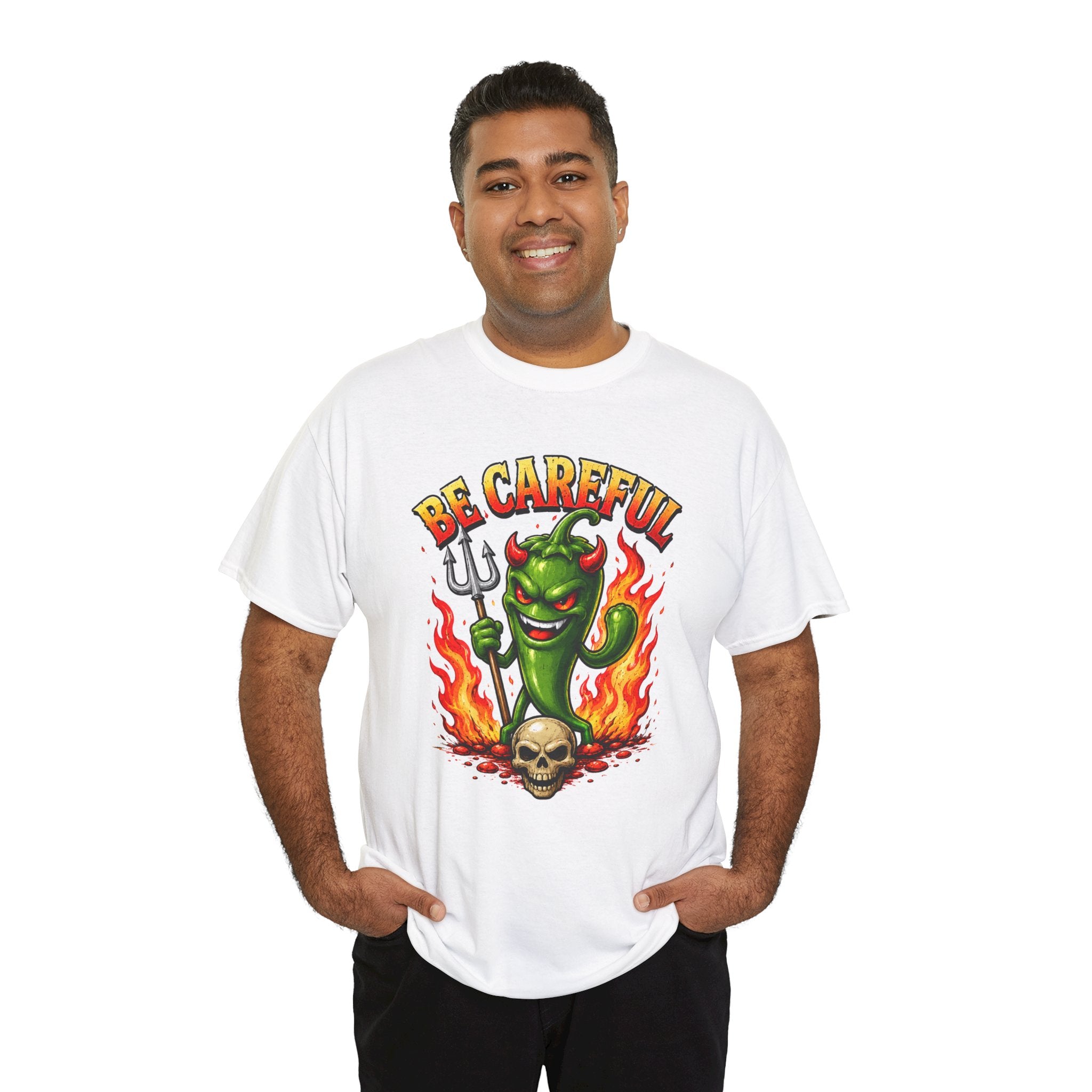 Be Careful Devil Pepper Shirt, Funny Spicy Pepper T-Shirt, Hot Chili Graphic Tee, Retro Tattoo Style Unisex Gift