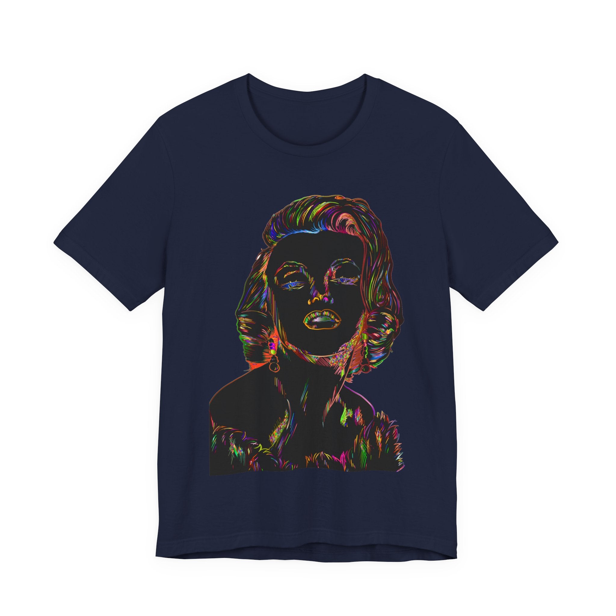 Neon Pop Art Portrait T-Shirt – Retro Rainbow Graphic Tee