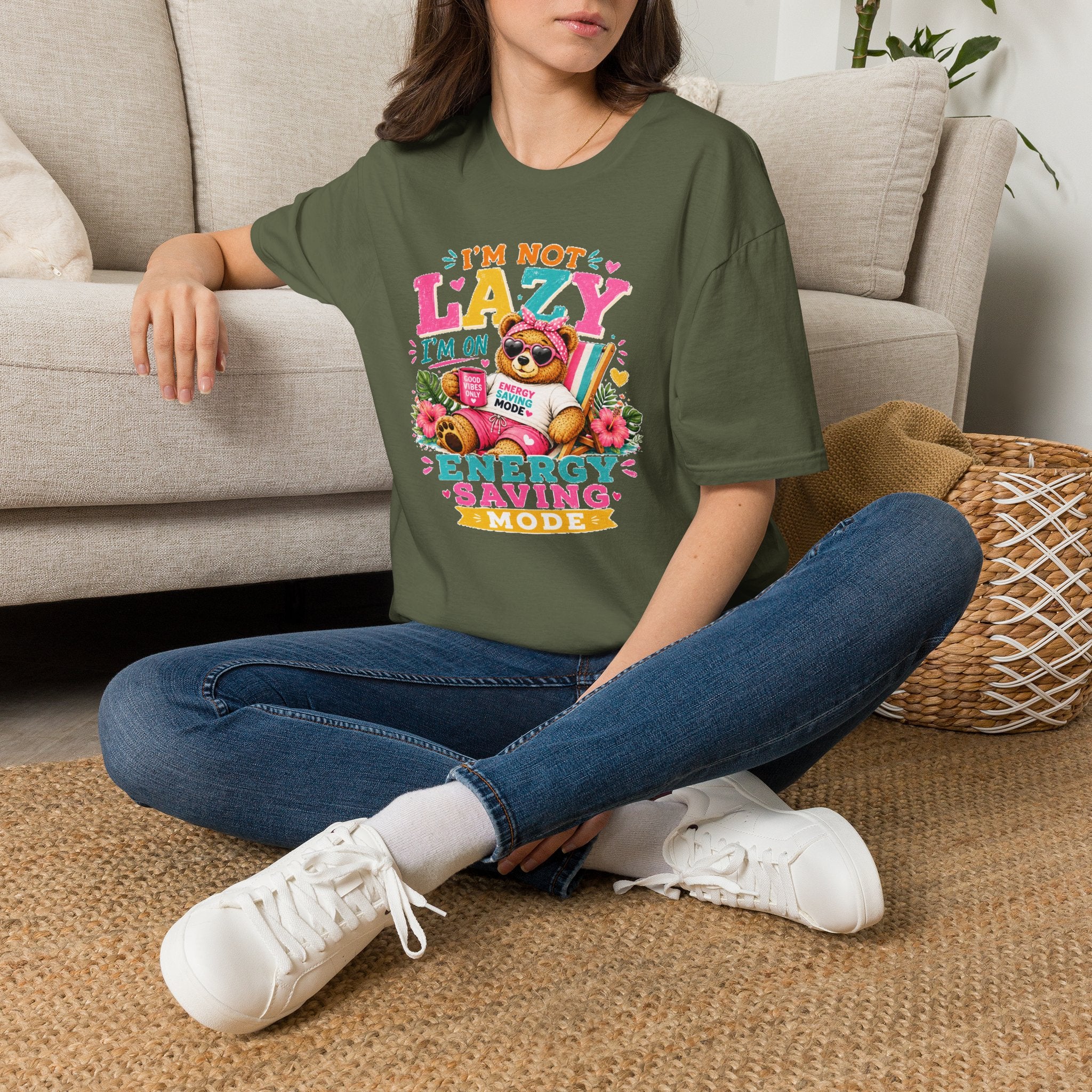 Funny Sloth Shirt, I'm Not Lazy I'm On Energy Saving Mode Tee, Cute Animal Graphic T-Shirt