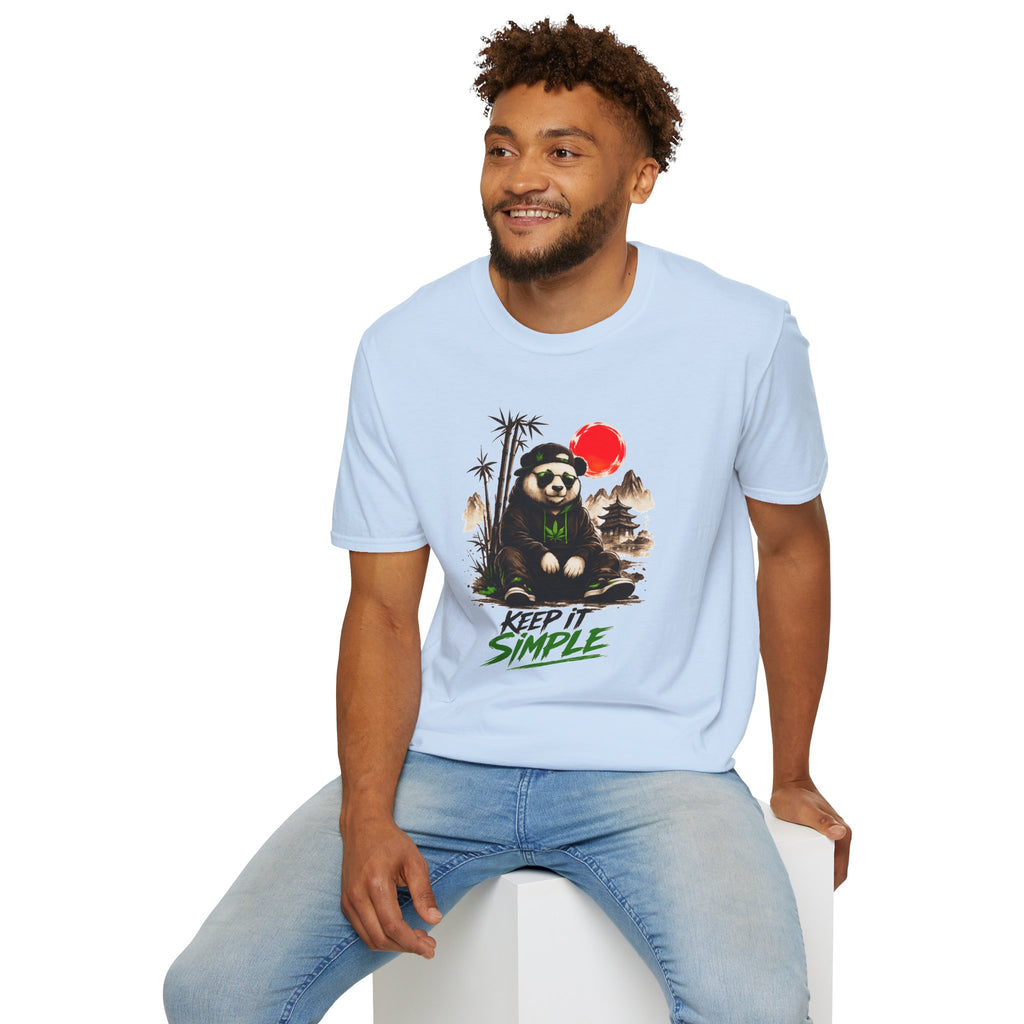 Panda Zen T-Shirt — Scenic Bamboo Bear with Red Sun