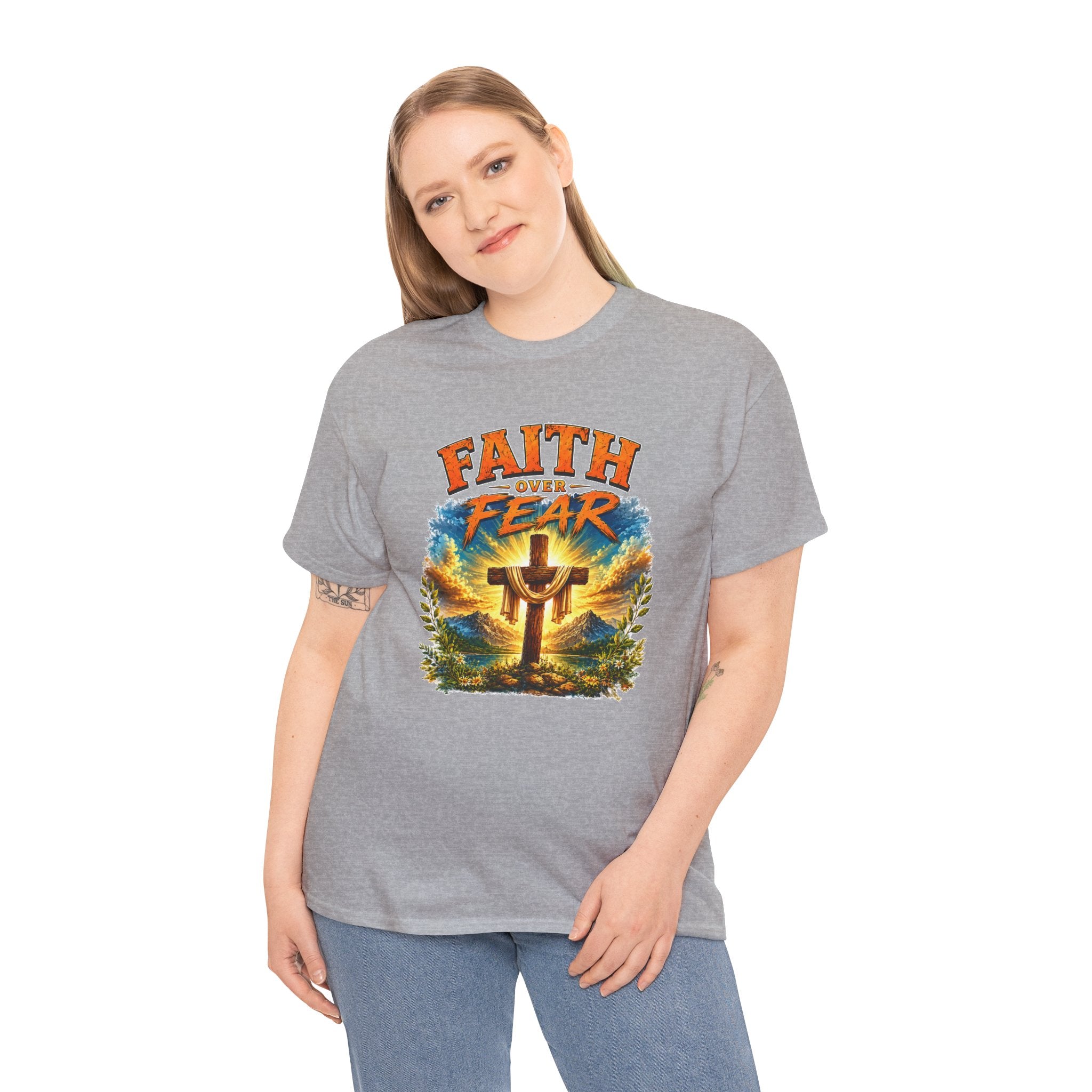 Faith Over Fear Christian T-Shirt | Cross Graphic Tee | Religious Unisex Shirt | Christian Gift