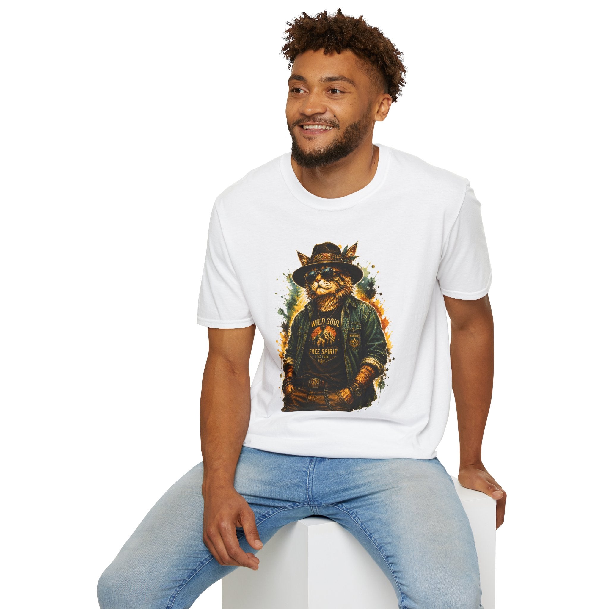 Boho Cat T-Shirt, Wild Soul Cat Tee, Vintage Cat Graphic Shirt, Cat Lover Gift, Hippie Cat Shirt, Bohemian Animal Tee