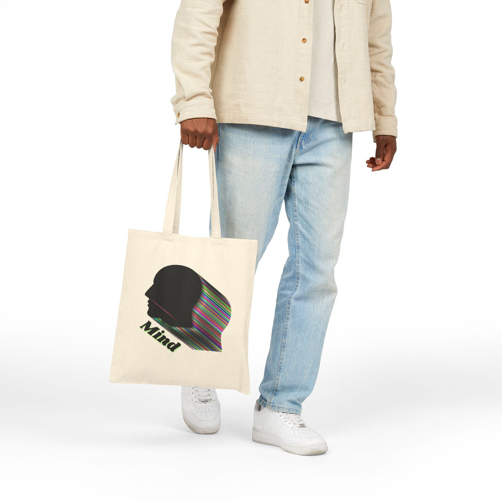 Mind Silhouette Canvas Tote - Psychedelic Striped Head Eco Bag
