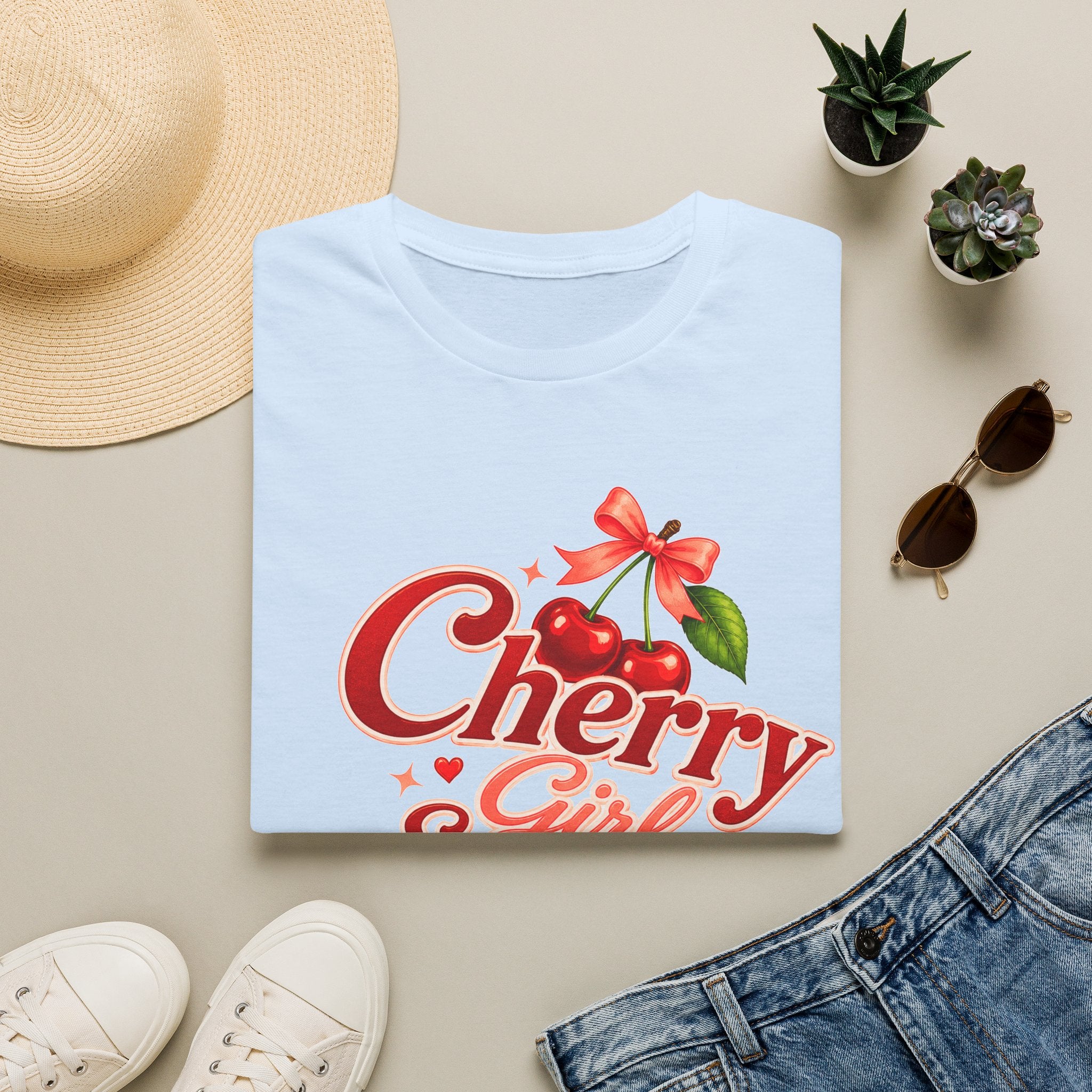 Cherry Girl Summer T-Shirt | Cute Retro Cherry Tee | Coquette Aesthetic Shirt | Summer Graphic Tee | Trendy Women's Shirt