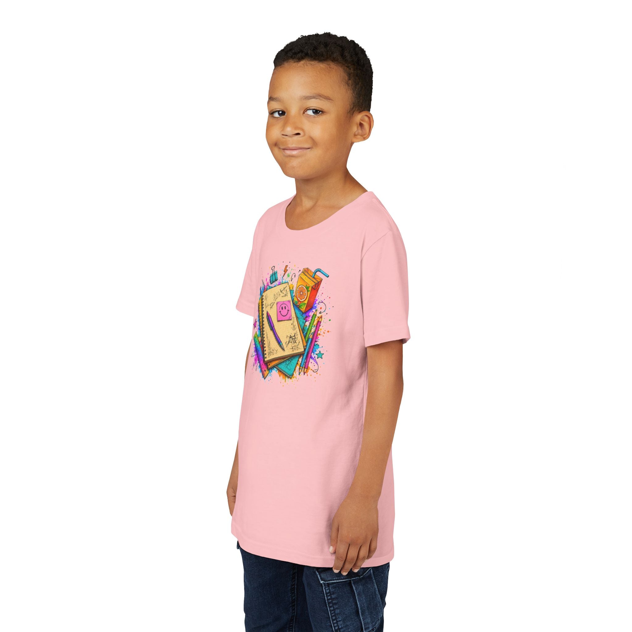 Kids Back to School T‑Shirt — Colorful Notebooks & Pencil Design