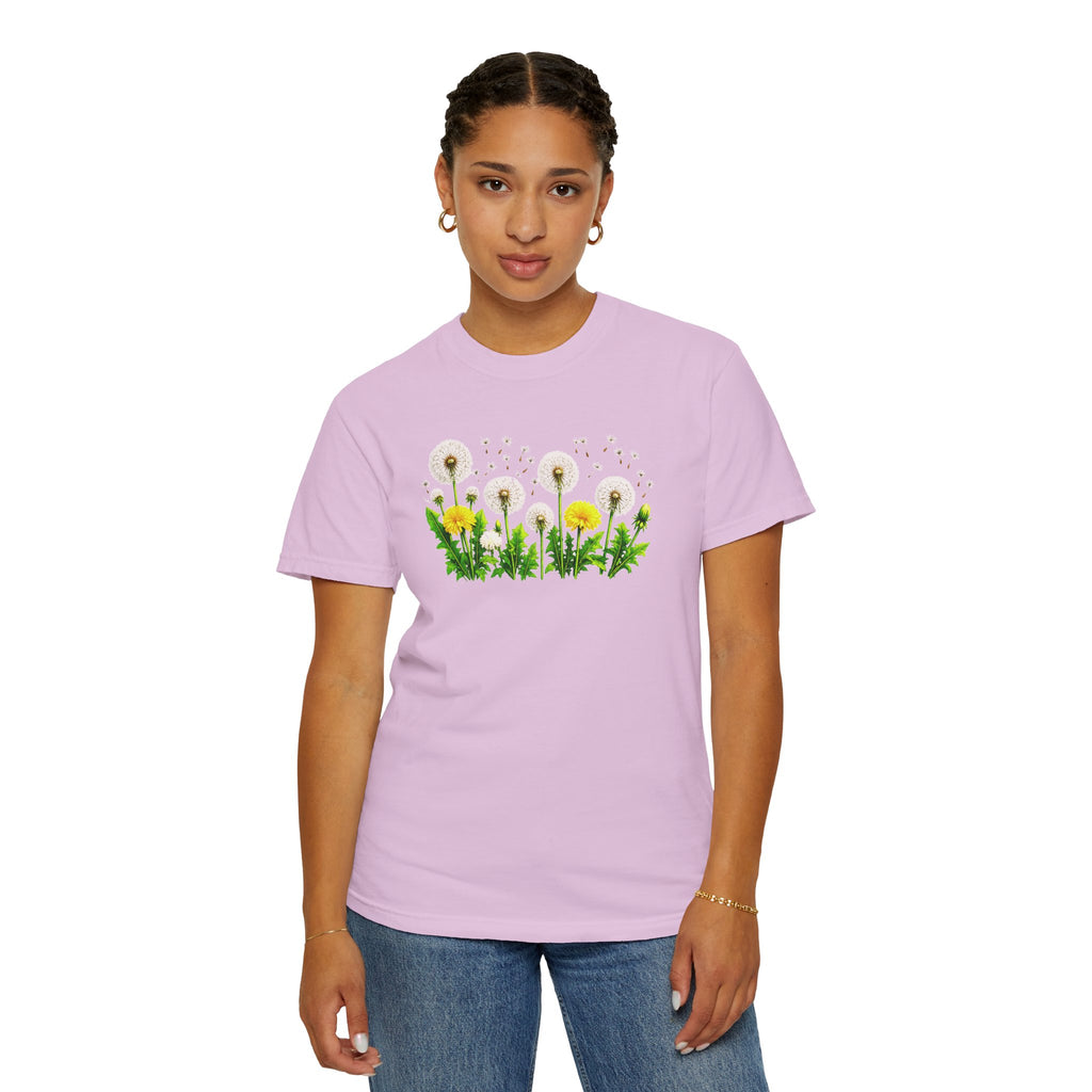 Dandelion Flower Shirt, Wildflower T-Shirt for Women, Botanical Graphic Tee, Spring Garden Shirt, Comfort Colors 1717
