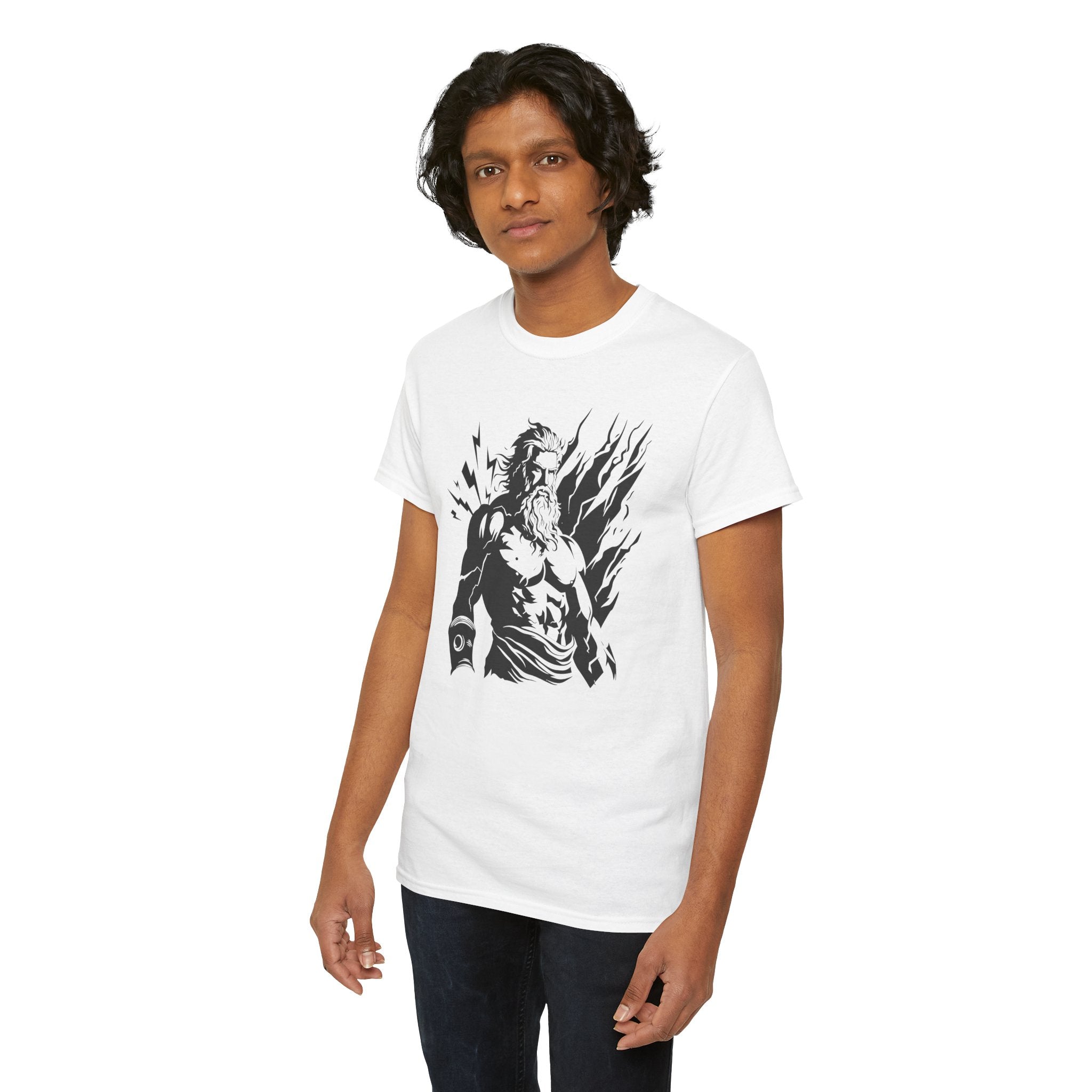 Greek God Zeus Illustration T‑Shirt — Mythic Lightning God Tee