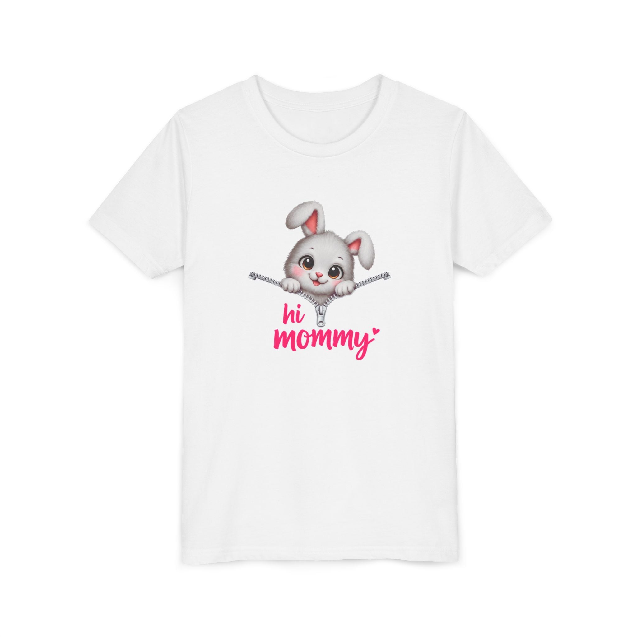 Cute Bunny Youth Shirt, Hi Mommy Kids Tee, Funny Rabbit Graphic T-Shirt, Cute Animal Lover Gift for Girls