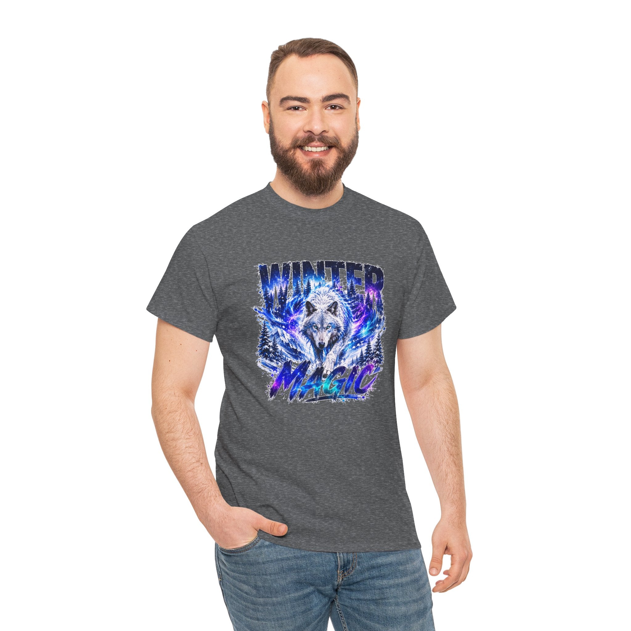 Wolf T Shirt, Winter Wolf Shirt, Wolf Lover Gift, Snowy Wolf Tee, Winter Magic Shirt, Wildlife Graphic Tee, Unisex Wolf Shirt